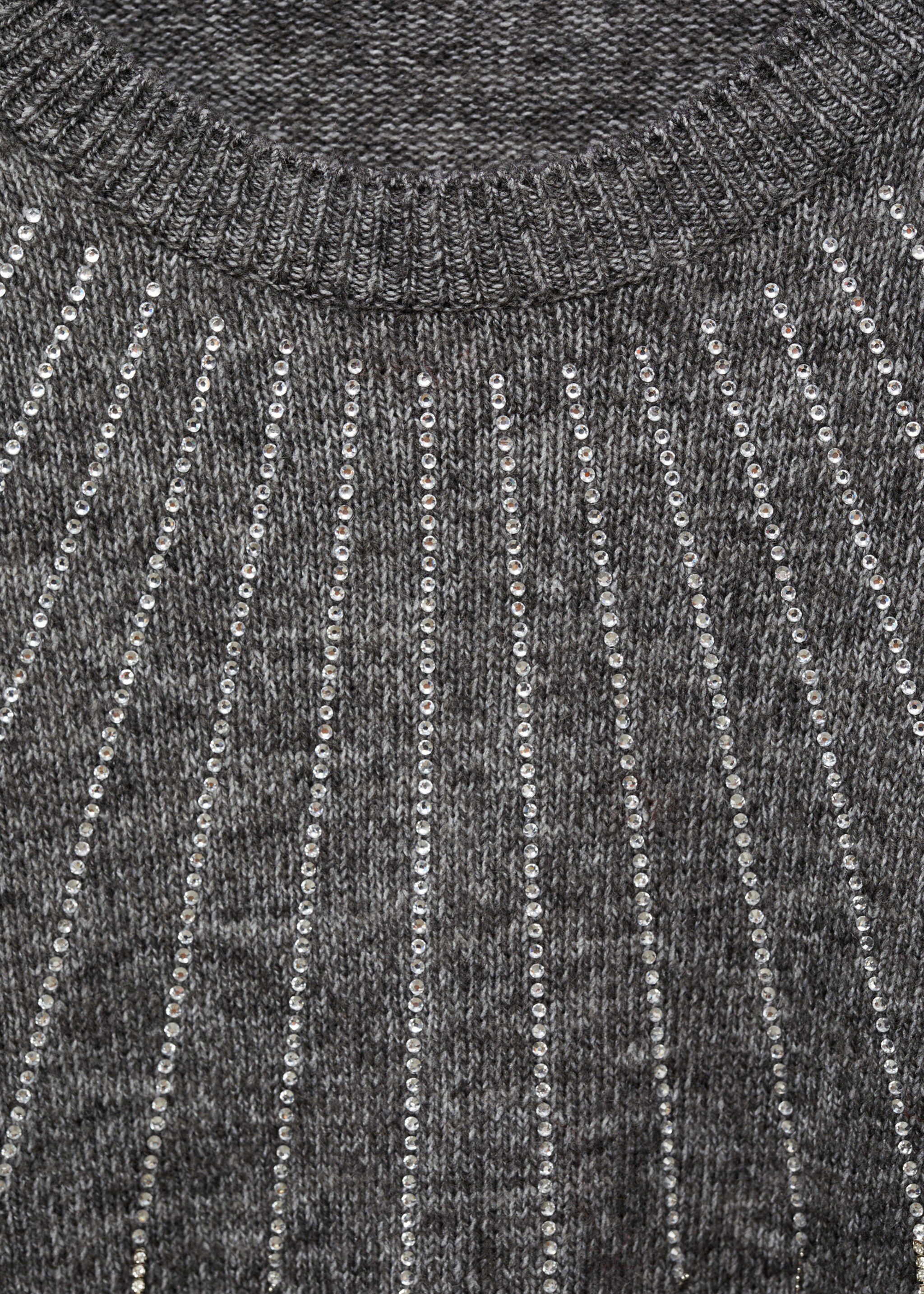Gebreide trui met glitterdetail - Detail van het artikel 8, Grijs. Ref: 77005674-00.