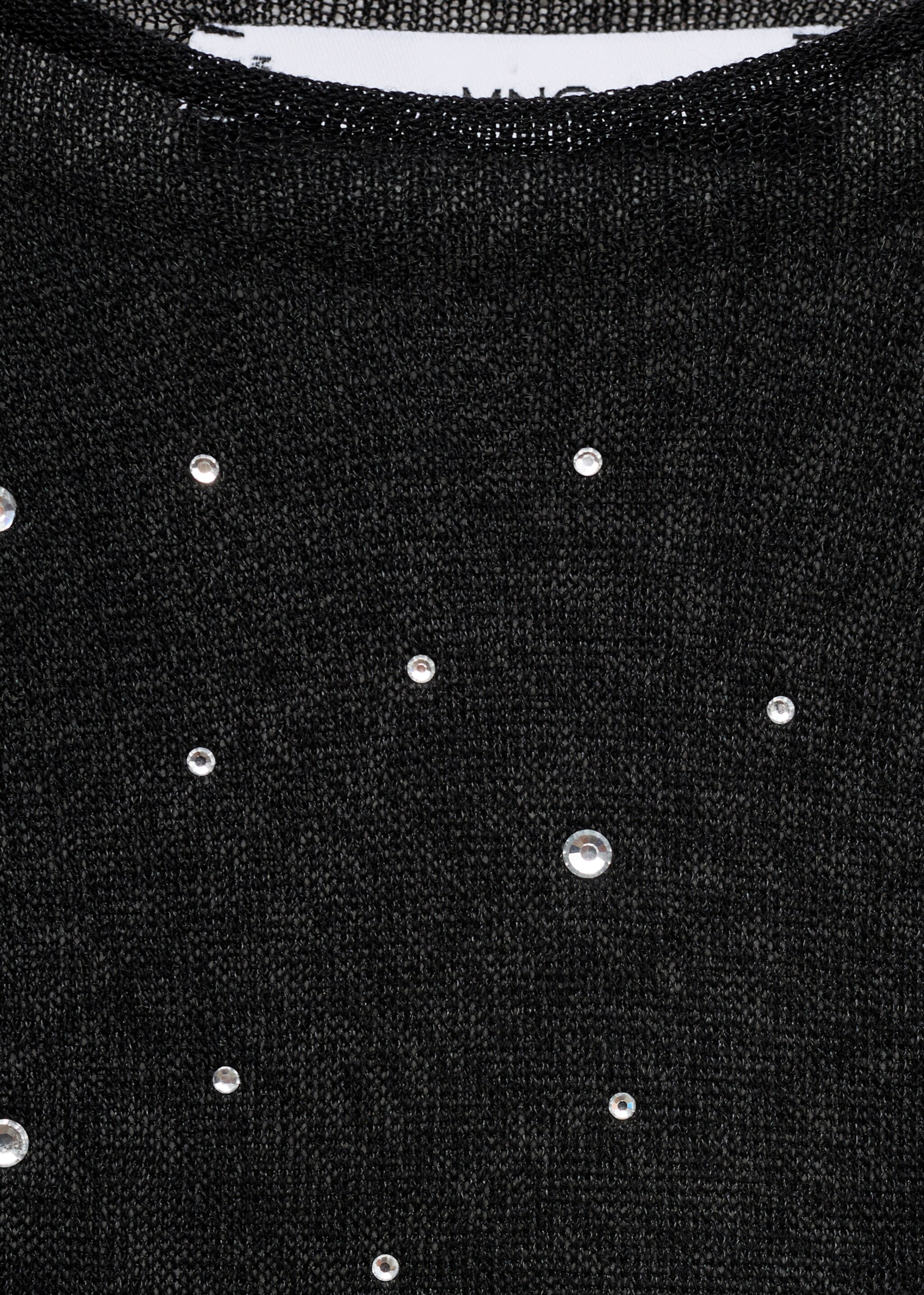 Feinstrickpullover mit Strassverzierung - Detail des Artikels 8, Schwarz. Ref: 77005675-00.