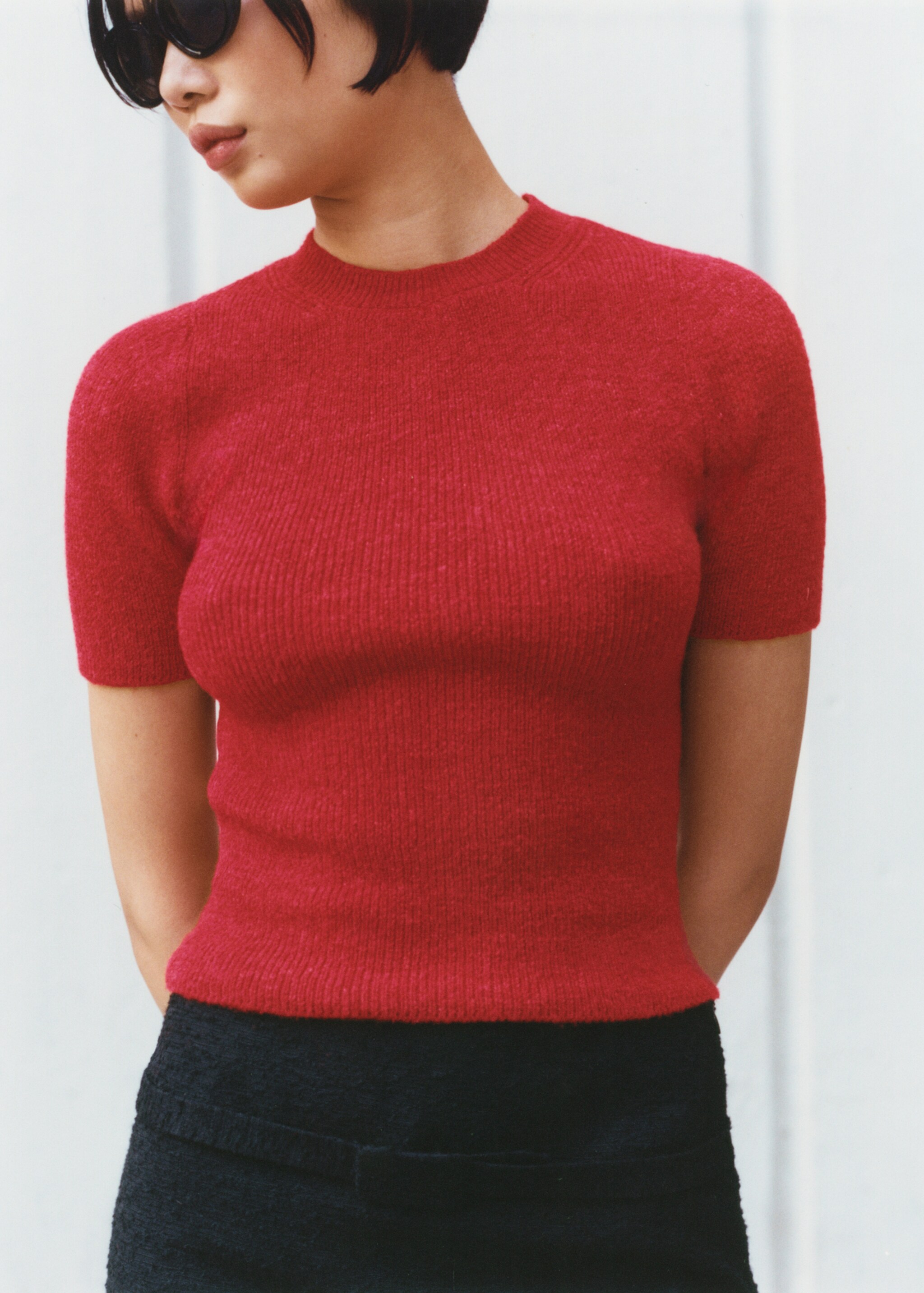 Sweter z krótkim rękawem - Szczegóły artykułu 6, Czerwony. Ref: 77005677-00.