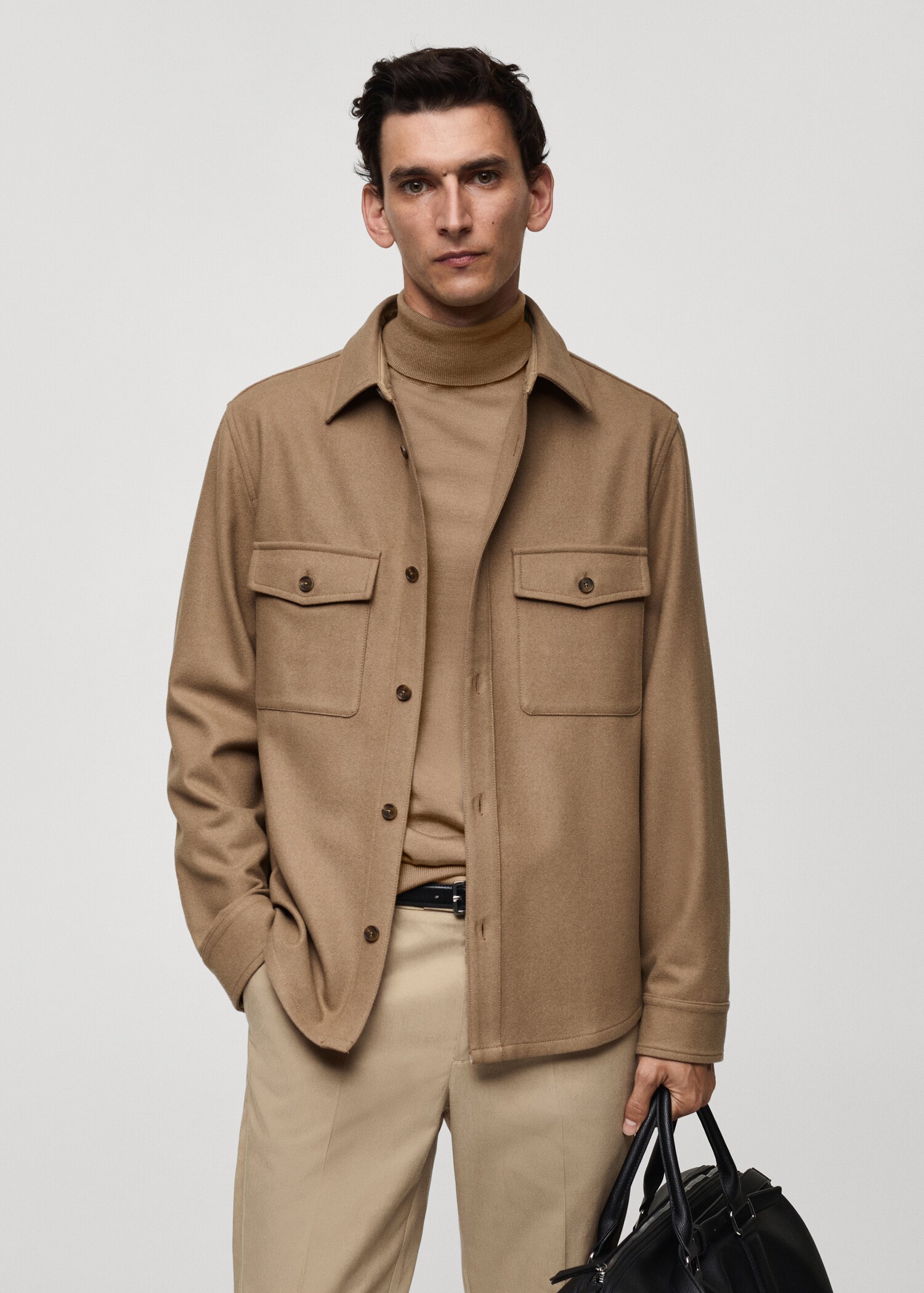 Woll-Overshirt mit Taschen - Mittlere Ansicht