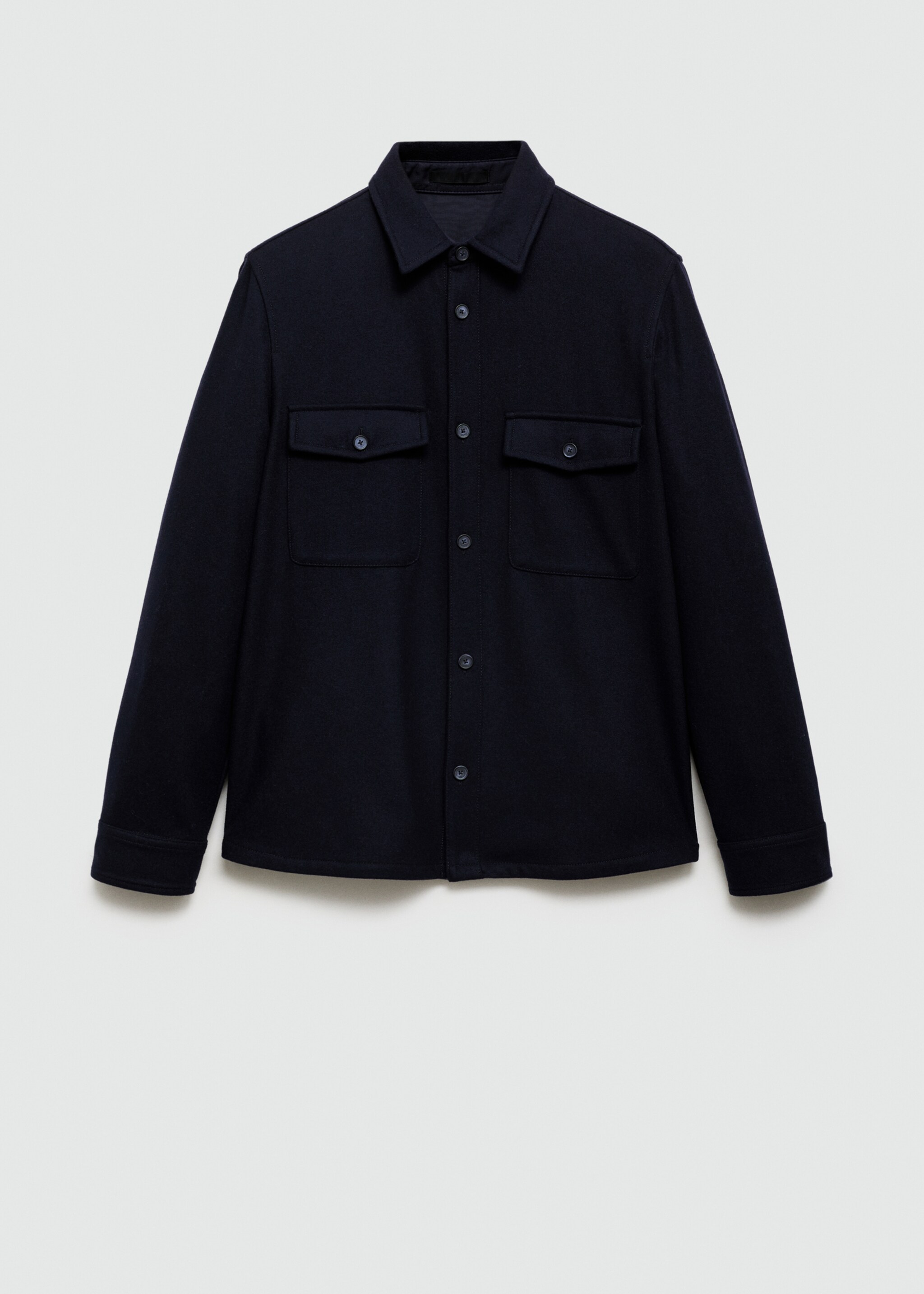 Woll-Overshirt mit Taschen - Artikel ohne Model, Dunkles Marineblau. Ref: 77005968-00.