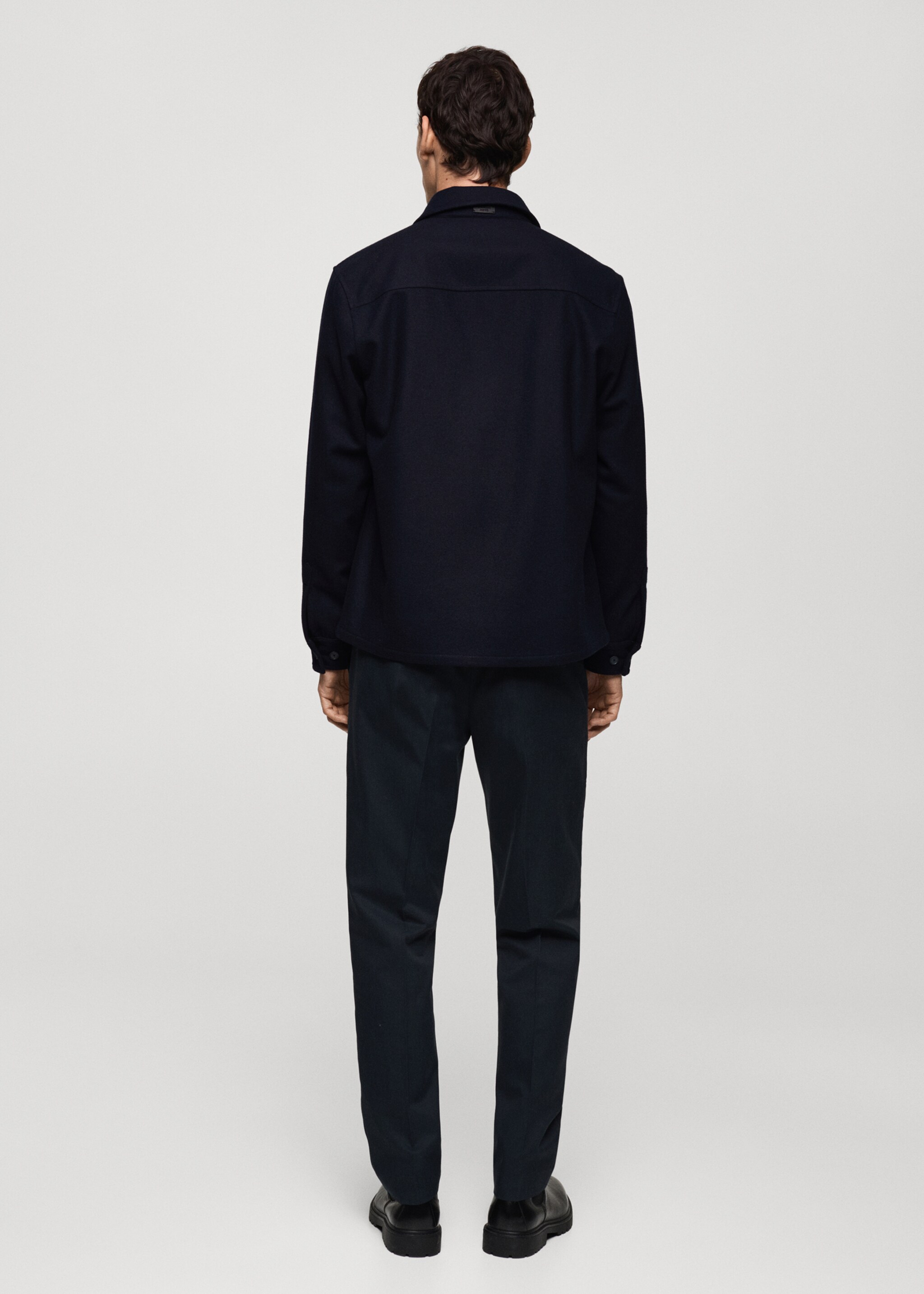 Woll-Overshirt mit Taschen - Rückseite des Artikels, Dunkles Marineblau. Ref: 77005968-00.