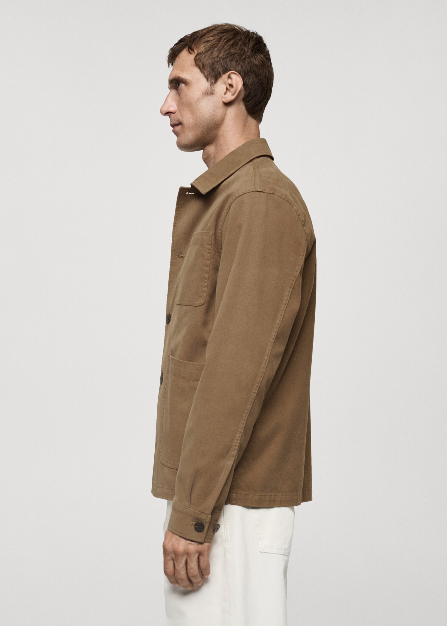Twill cotton overshirt with pockets - Details of the article 2