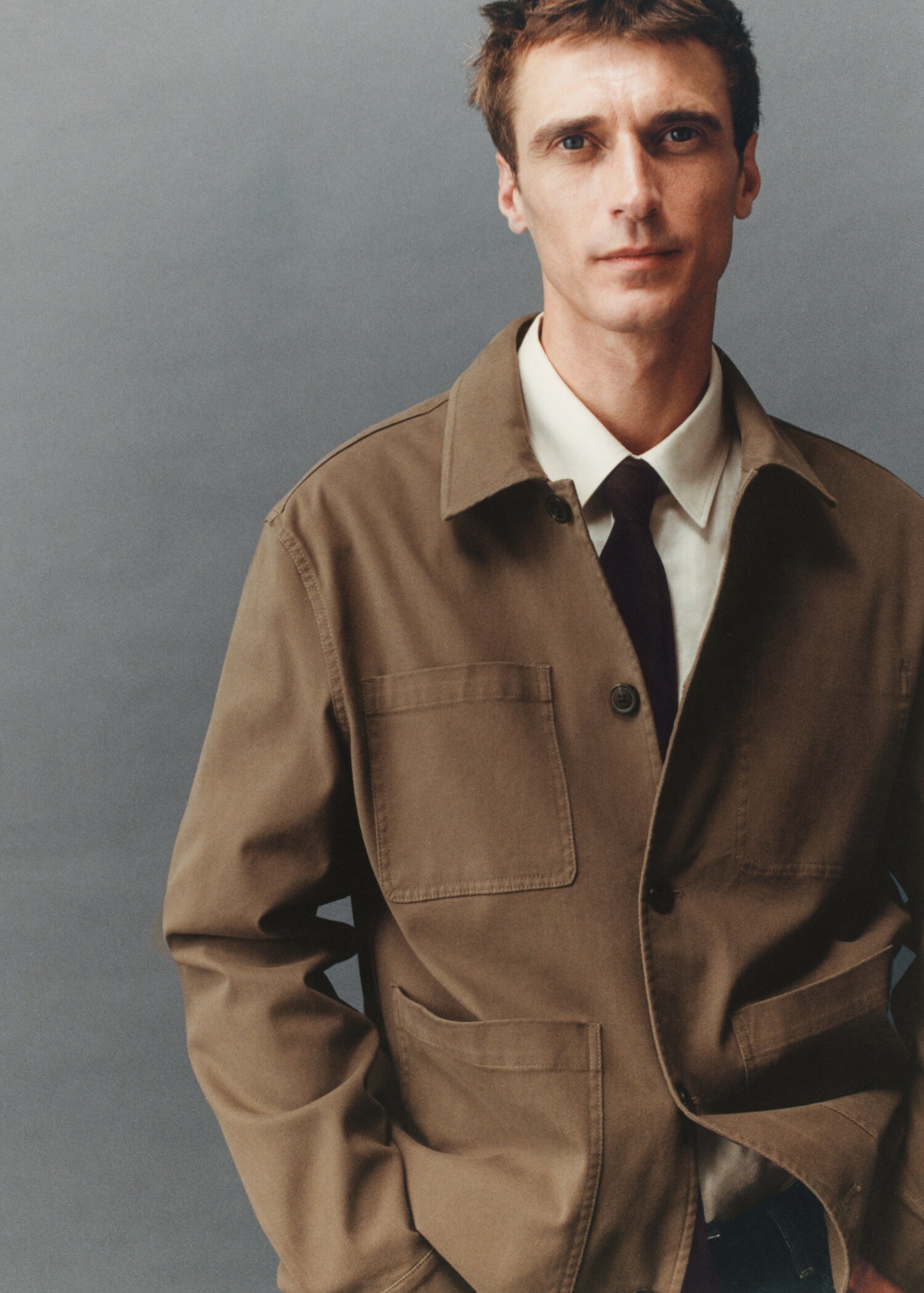 Twill cotton overshirt with pockets - Details of the article 3