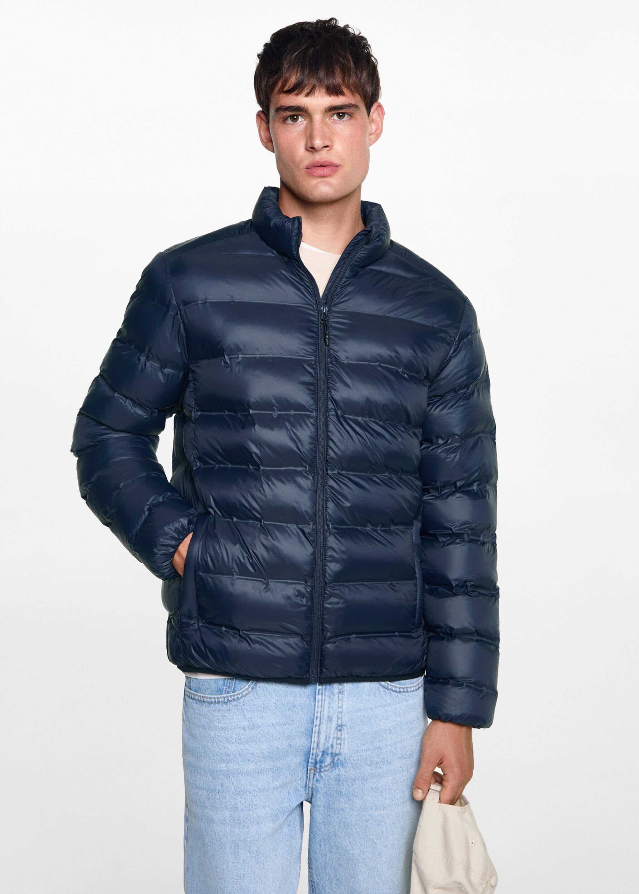 Side-zip puffer coat - Medium plane, Dark Navy. Ref: 77005971-00.