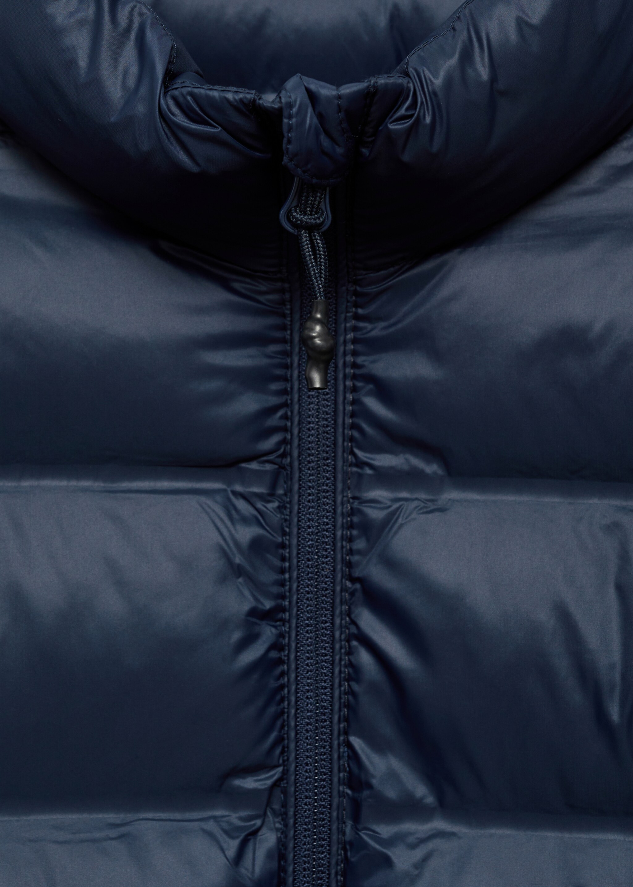 Side-zip puffer coat - Details of the article 8, Dark Navy. Ref: 77005971-00.