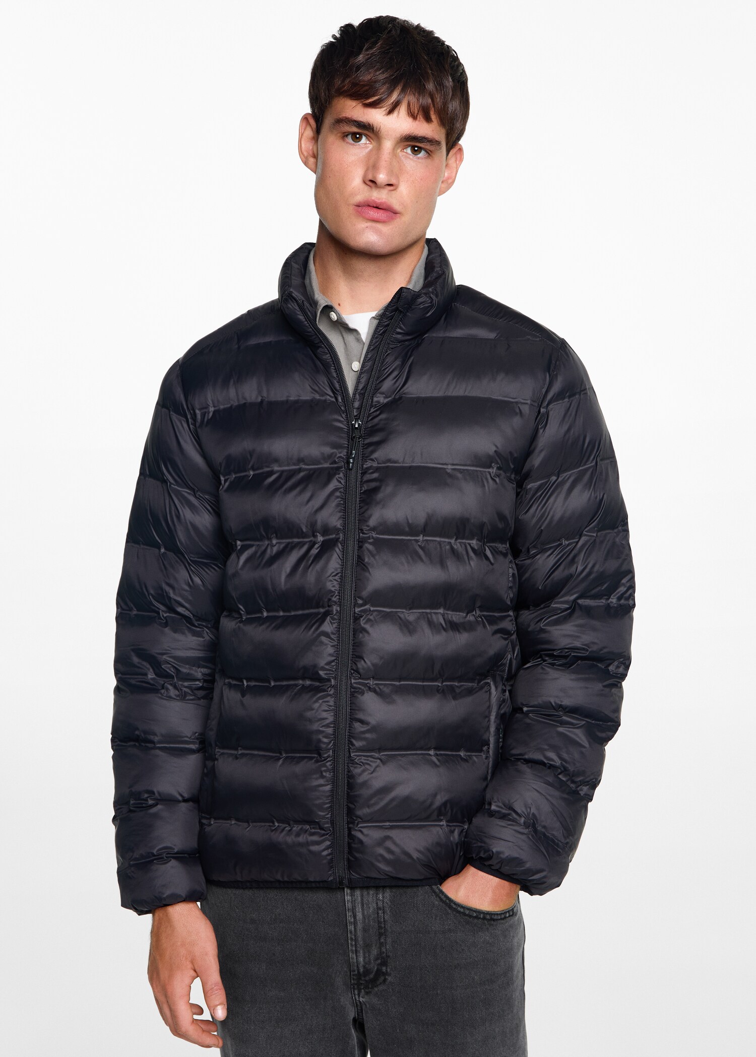 Side-zip quilted coat - Medium plane