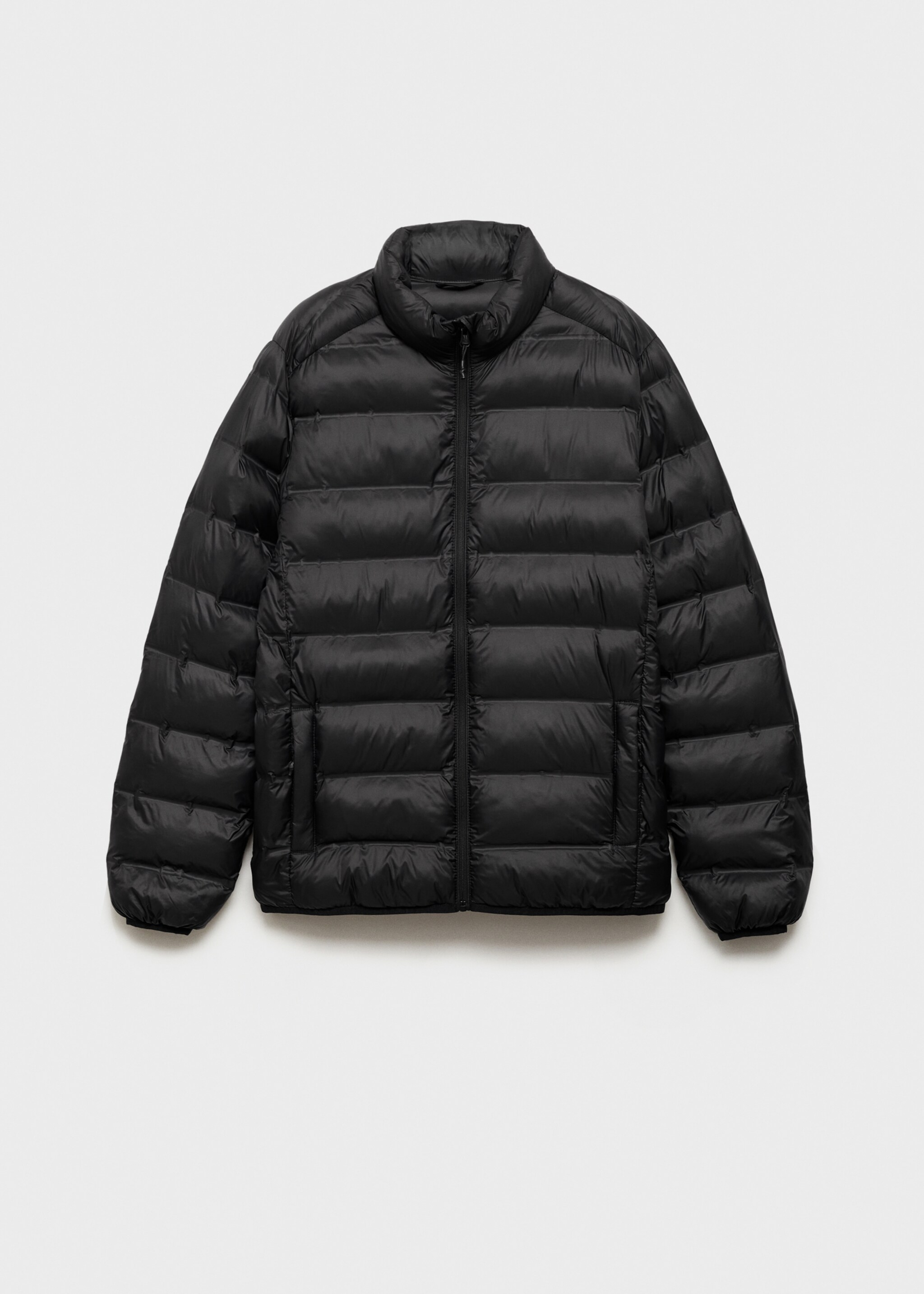 Side-zip quilted coat - Article without model, Black. Ref: 77005972-00.