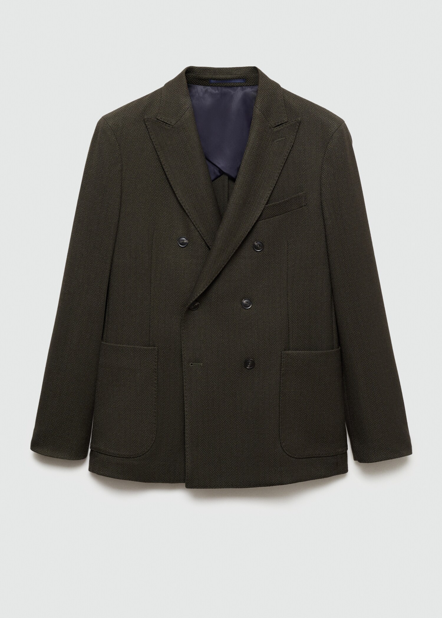 Herringbone slim-fit double-breasted jacket - Article without model