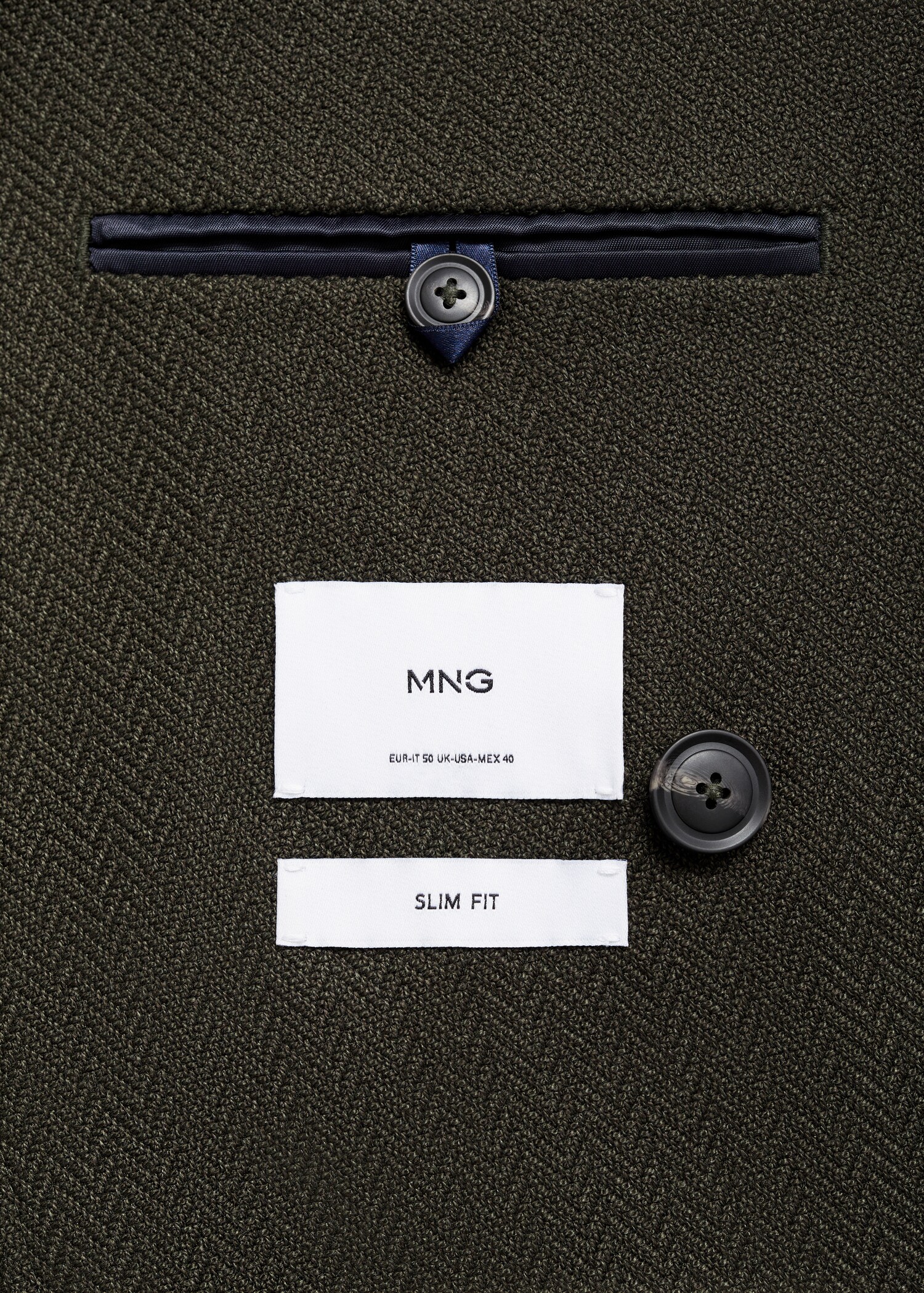 Herringbone slim-fit double-breasted jacket - Details of the article 0