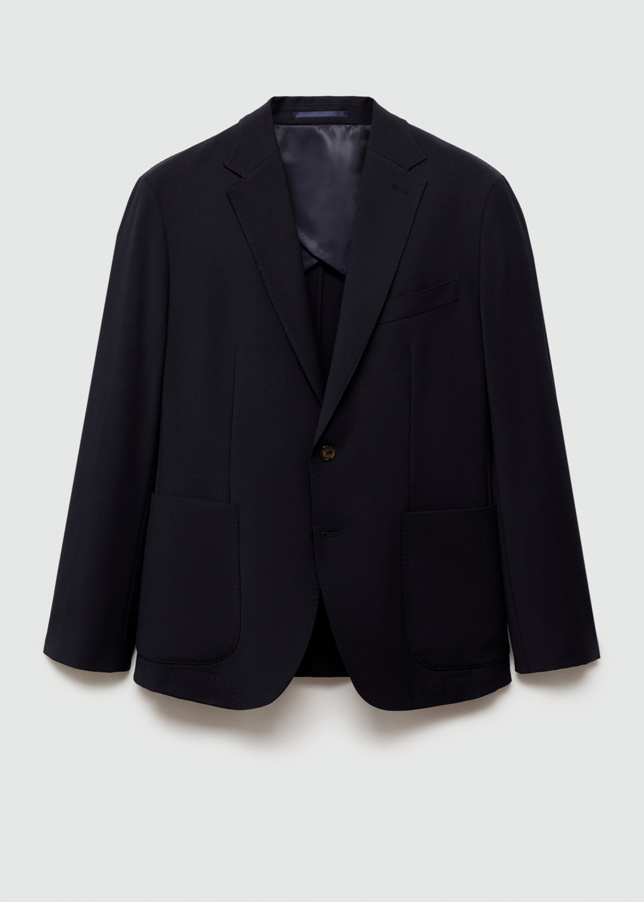 Americana llana slim fit butxaques - Article sense model, Blau marí fosc. Ref: 77005975-00.