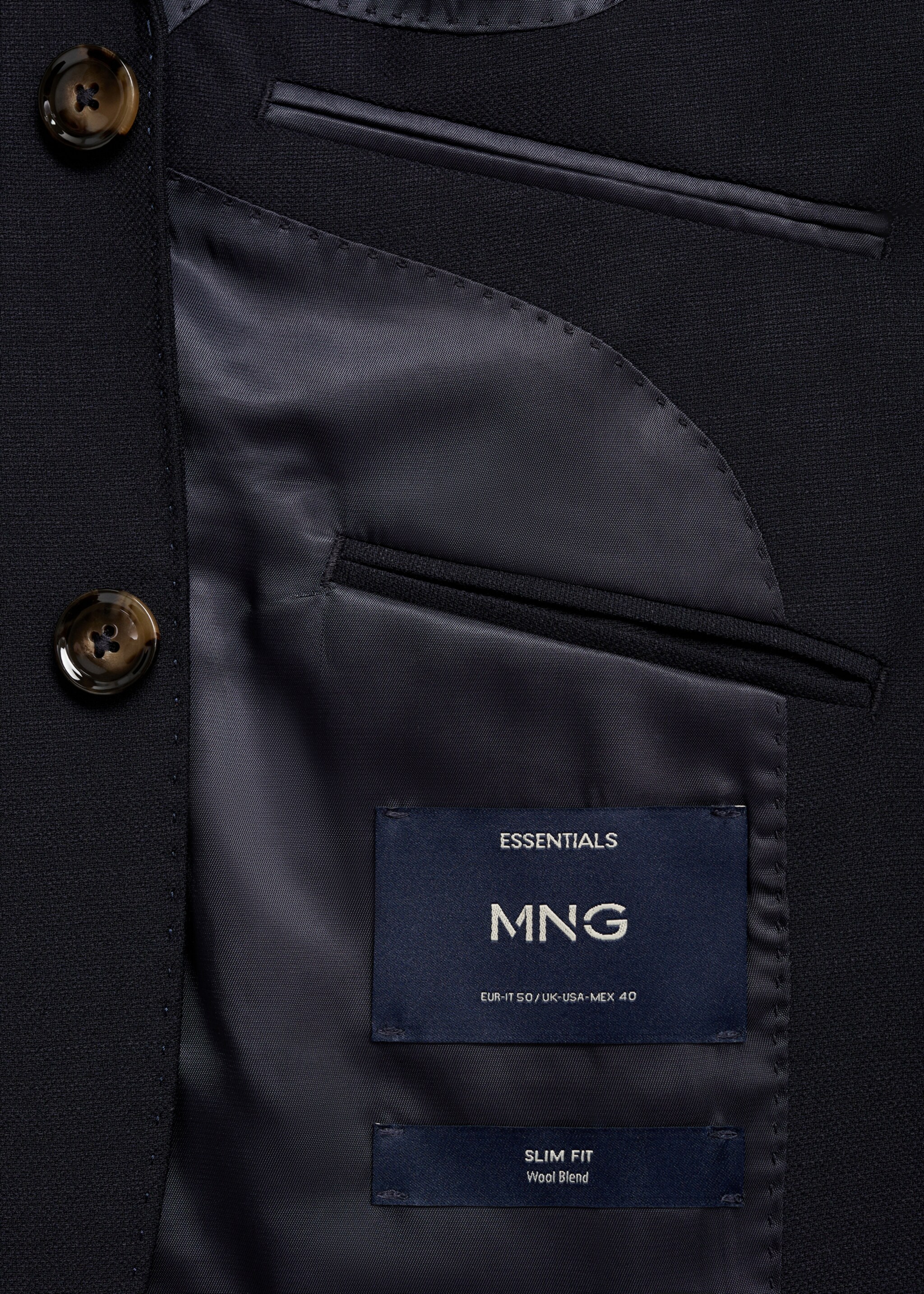 Americana llana slim fit butxaques - Detall de l'article 0, Blau marí fosc. Ref: 77005975-00.