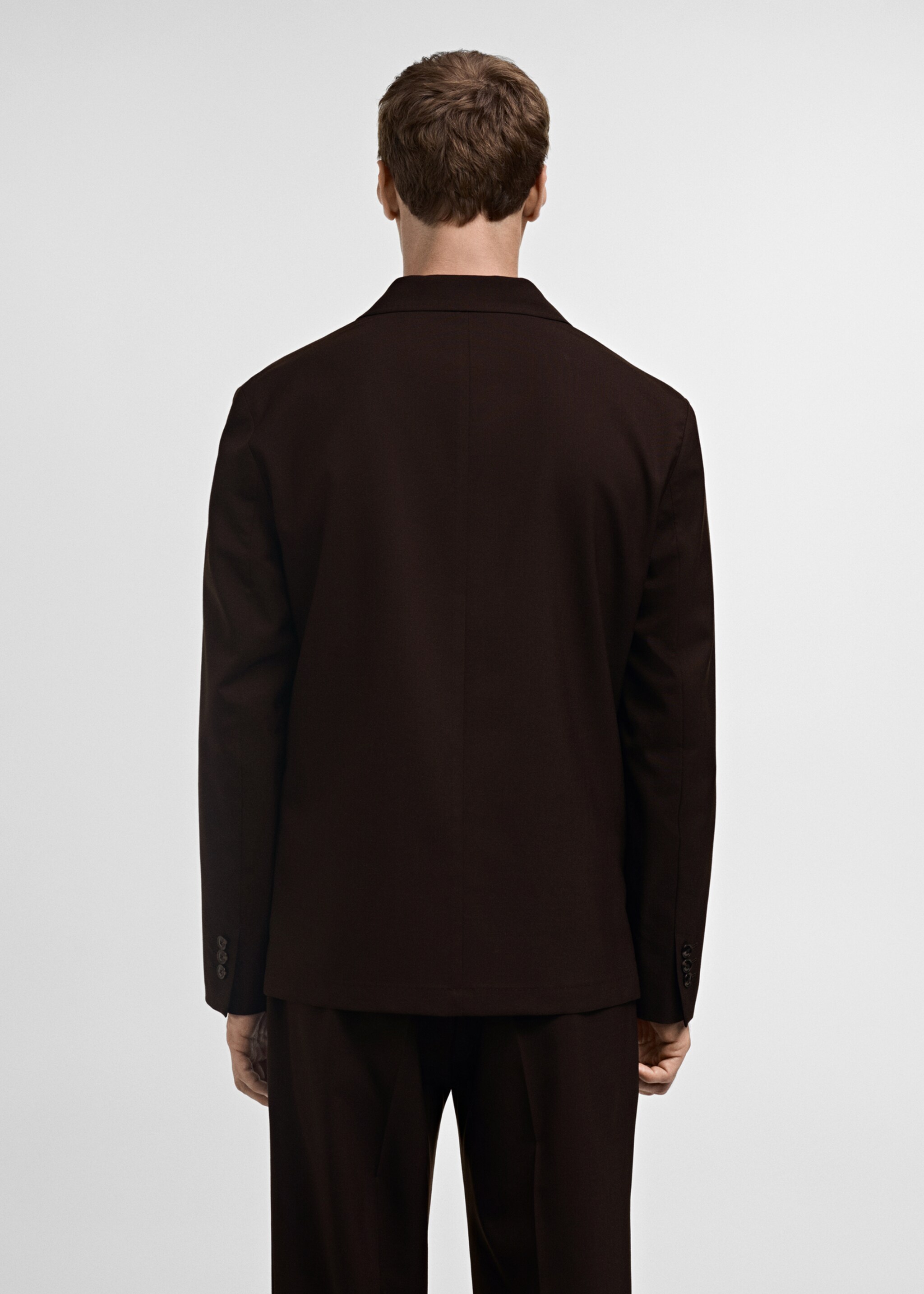 Blazer de fato de 100% lã slim fit - Verso do artigo, Castanho. Ref: 77005976-00.