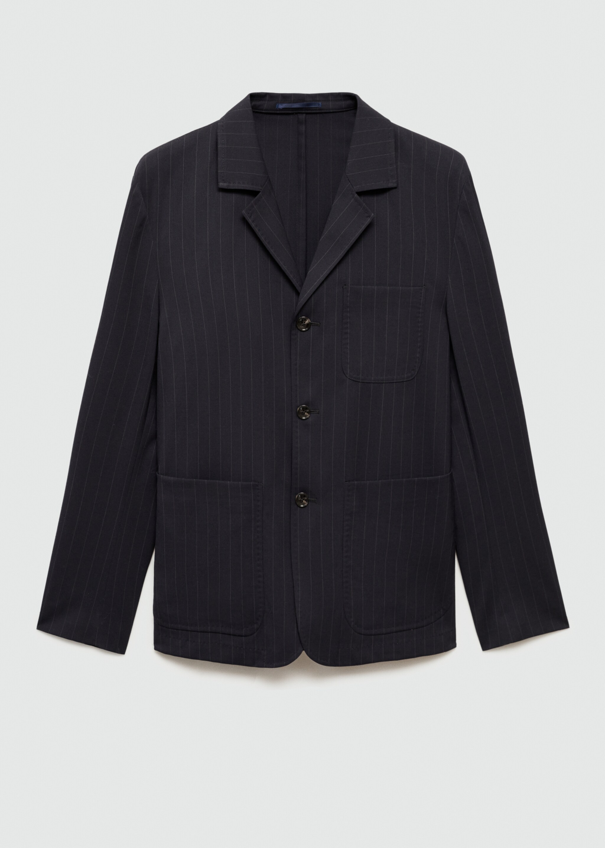 Slim Fit-Sakko aus Wolle mit Streifen - Artikel ohne Model, Dunkles Marineblau. Ref: 77005977-00.