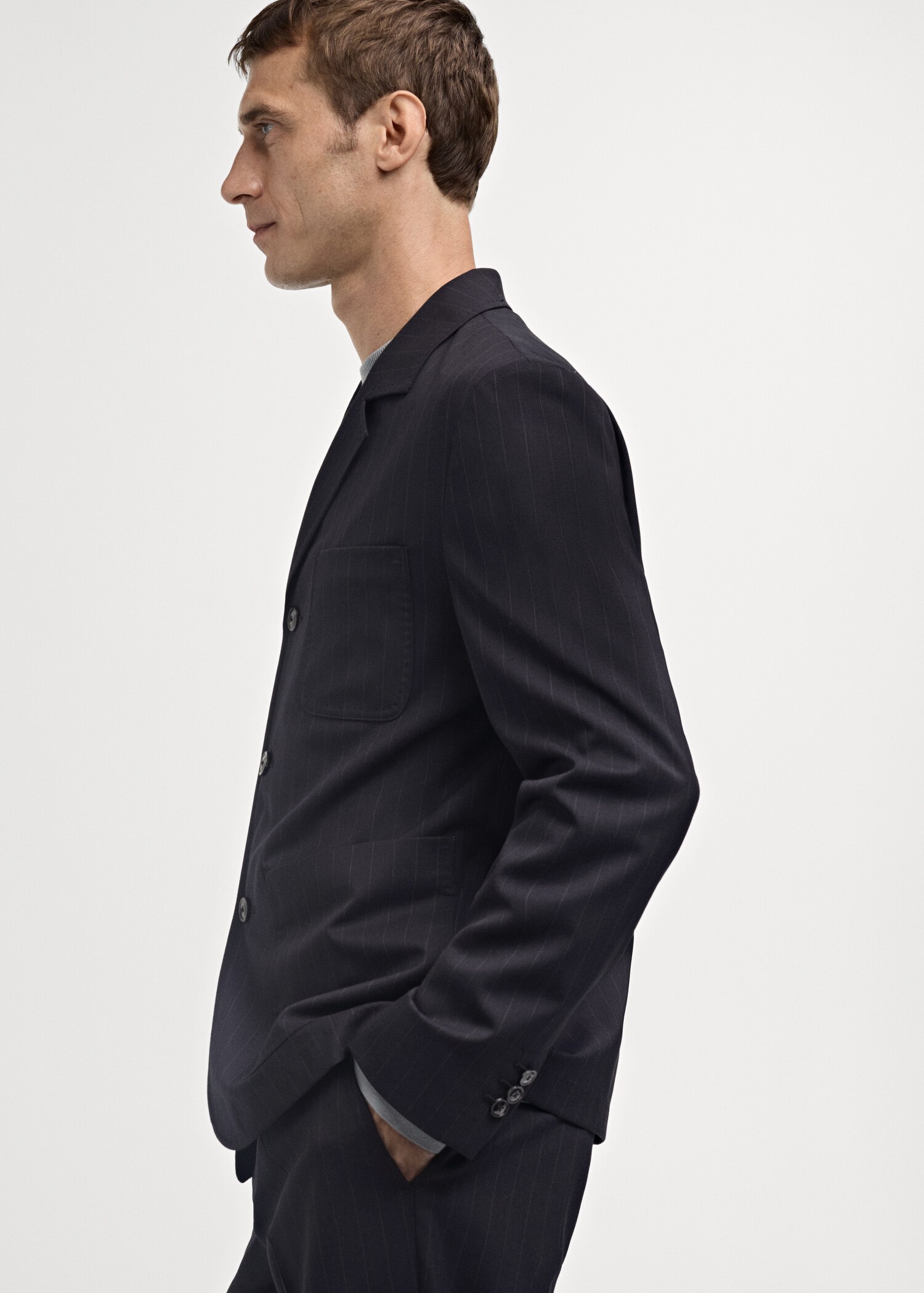 Gestreept wollen slim-fit colbert - Detail van het artikel 2