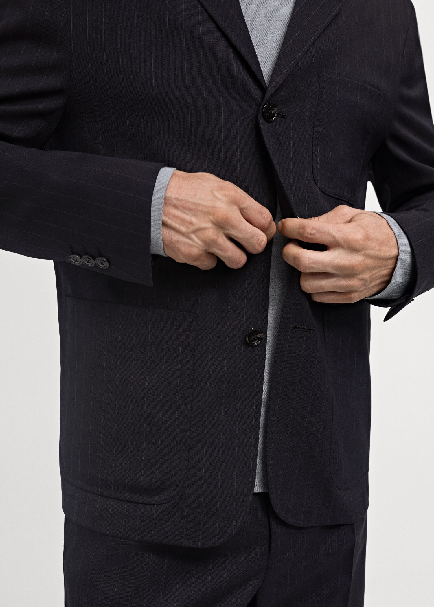 Gestreept wollen slim-fit colbert - Detail van het artikel 6