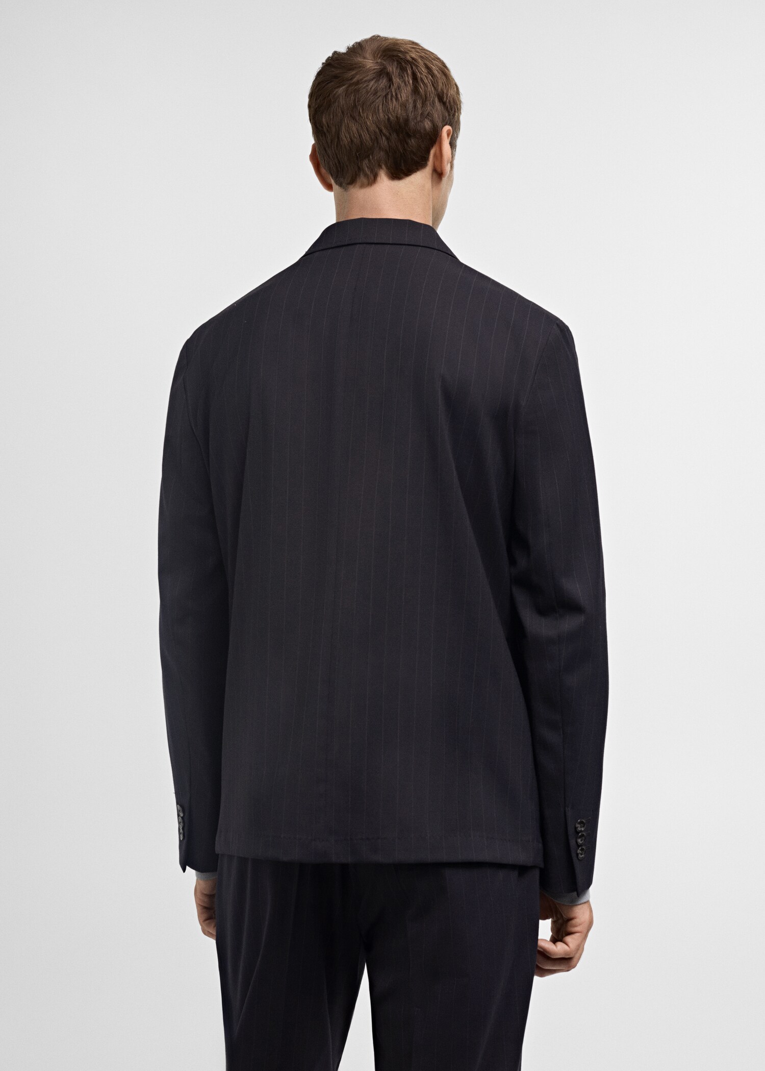 Gestreept wollen slim-fit colbert - Achterkant van het artikel