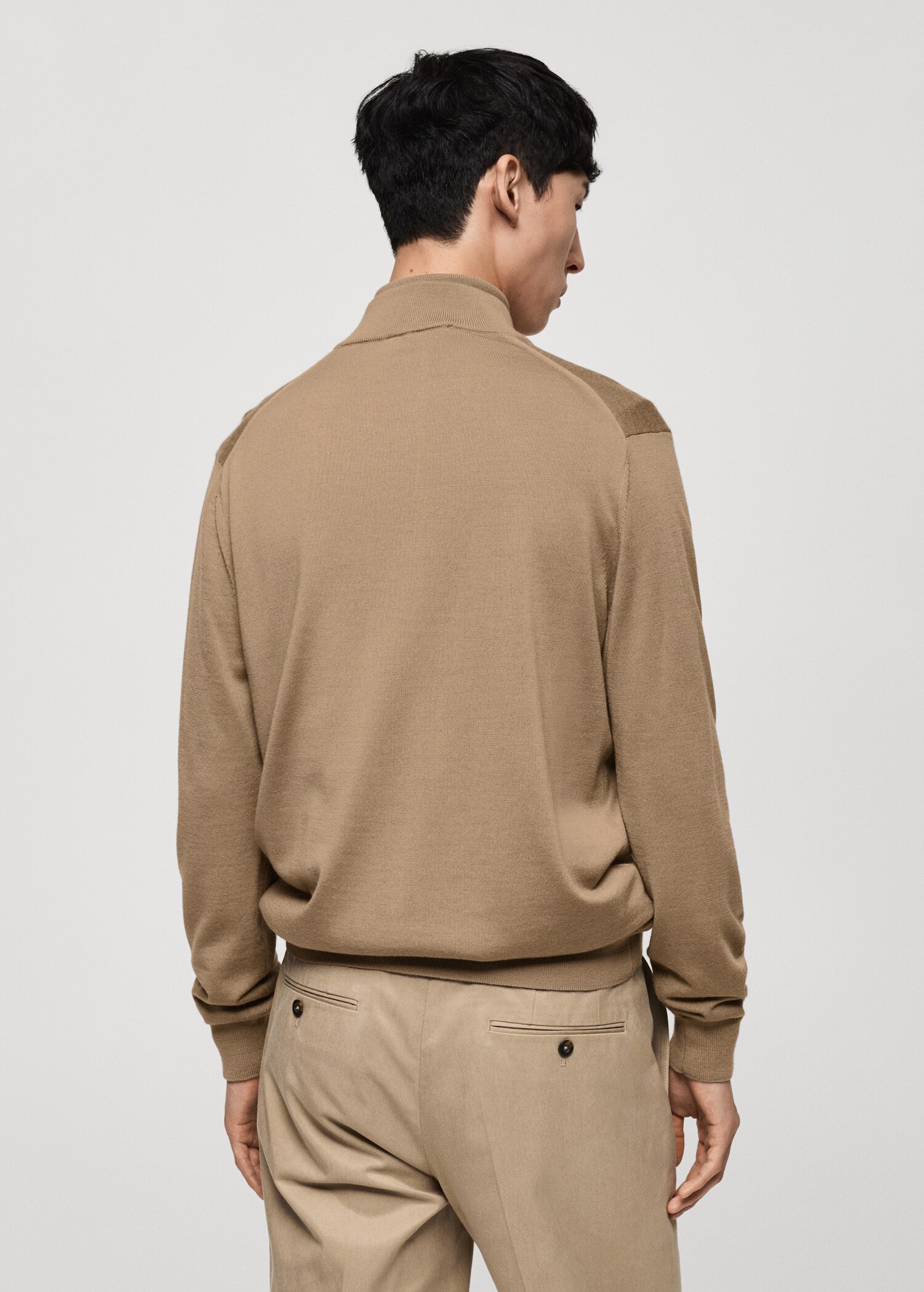 Pull-over 100 % laine mérinos col zippé - Verso de l’article