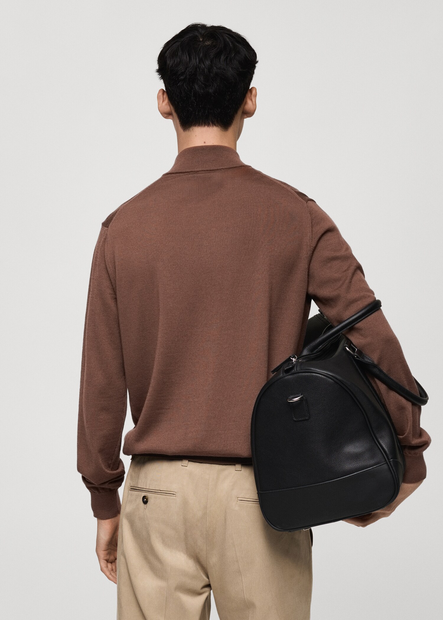 Pull-over 100 % laine mérinos col zippé - Verso de l’article