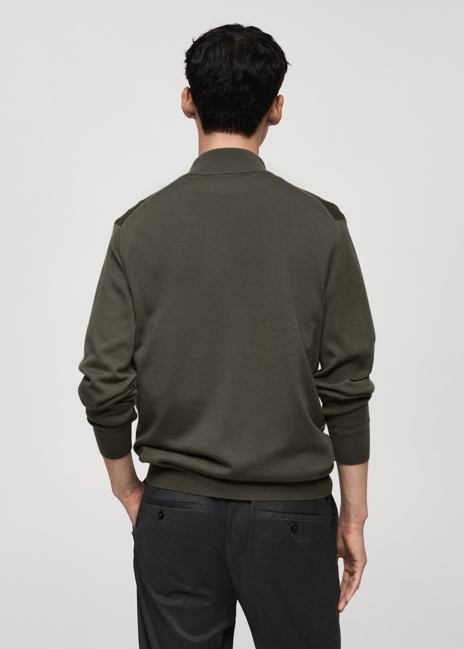 Pull-over 100 % laine mérinos col zippé - Verso de l’article