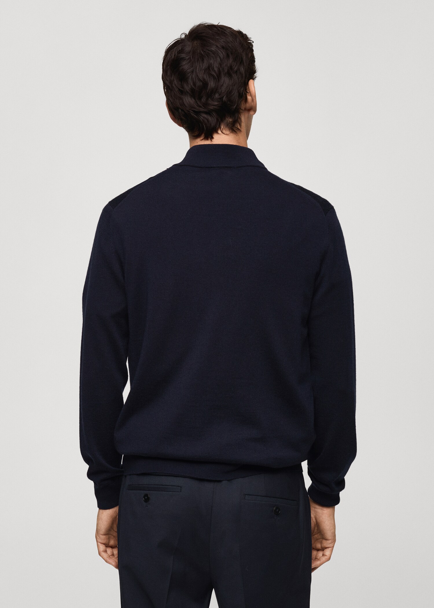 Pull-over 100 % laine mérinos col zippé - Verso de l’article