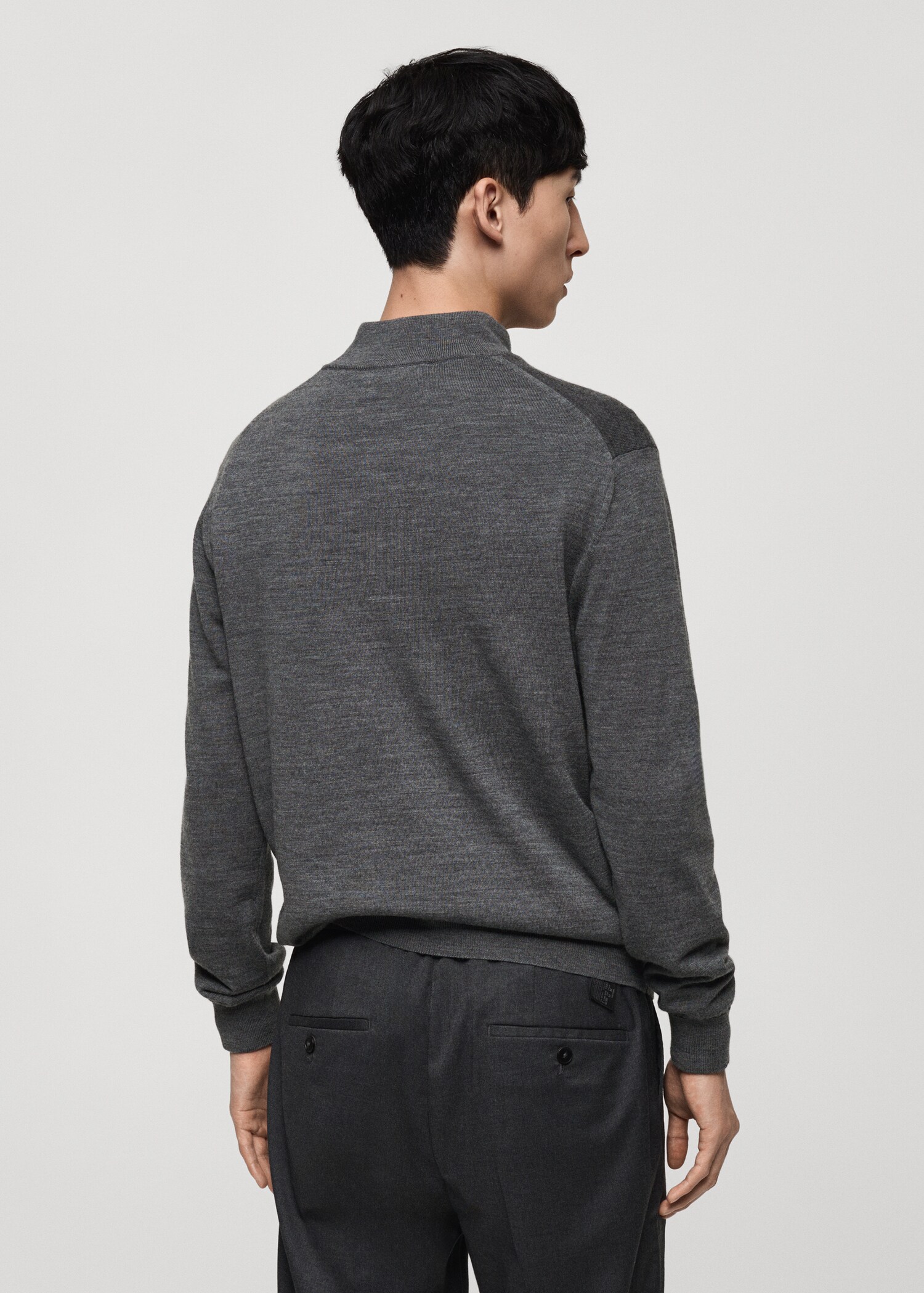 Pull-over 100 % laine mérinos col zippé - Verso de l’article