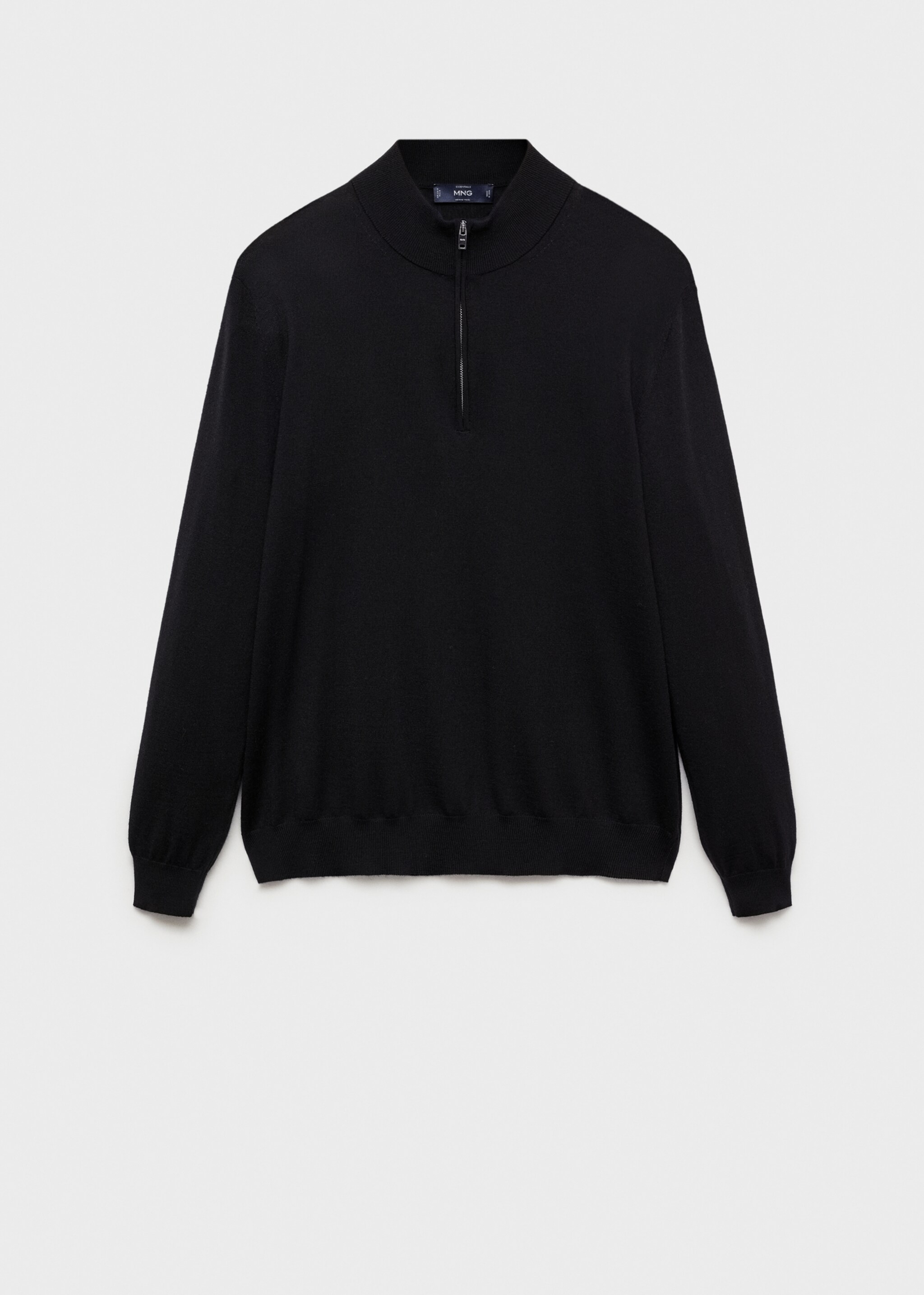 Jersey 100% lana merino cuello cremallera - Artículo sin modelo, Negro. Ref: 77005979-00.
