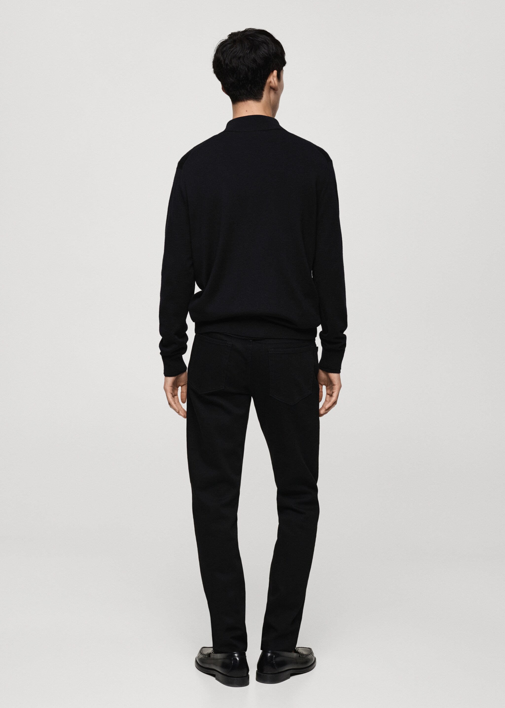 Jersey 100% lana merino cuello cremallera - Reverso del artículo, Negro. Ref: 77005979-00.