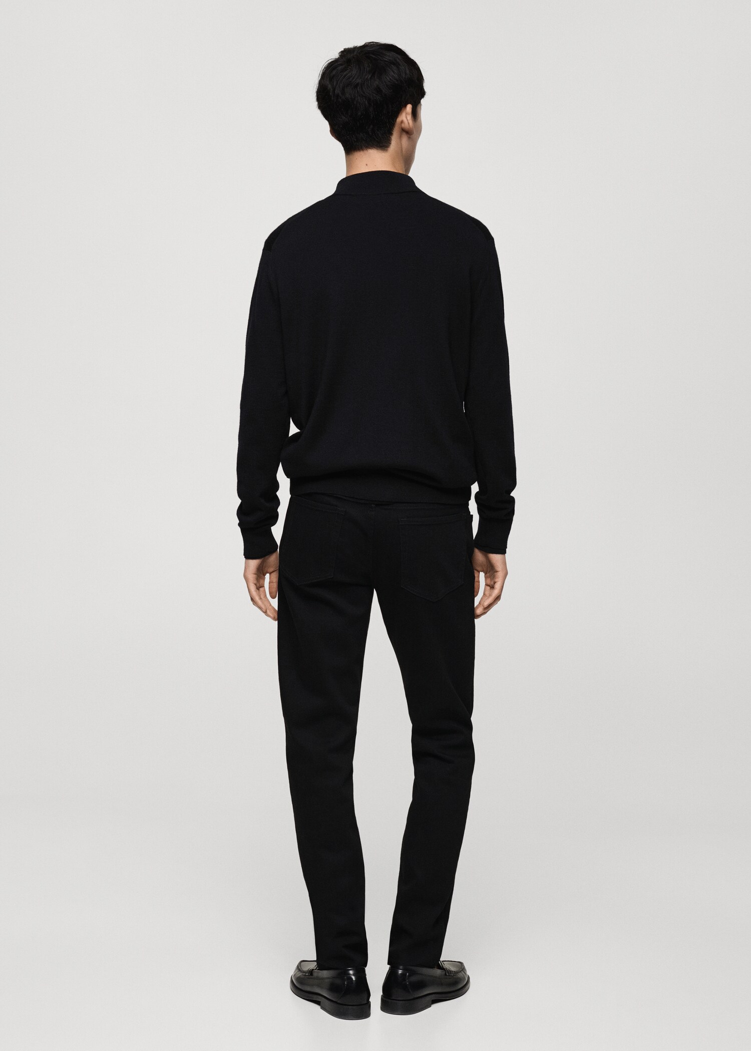 Pull-over 100 % laine mérinos col zippé - Verso de l’article