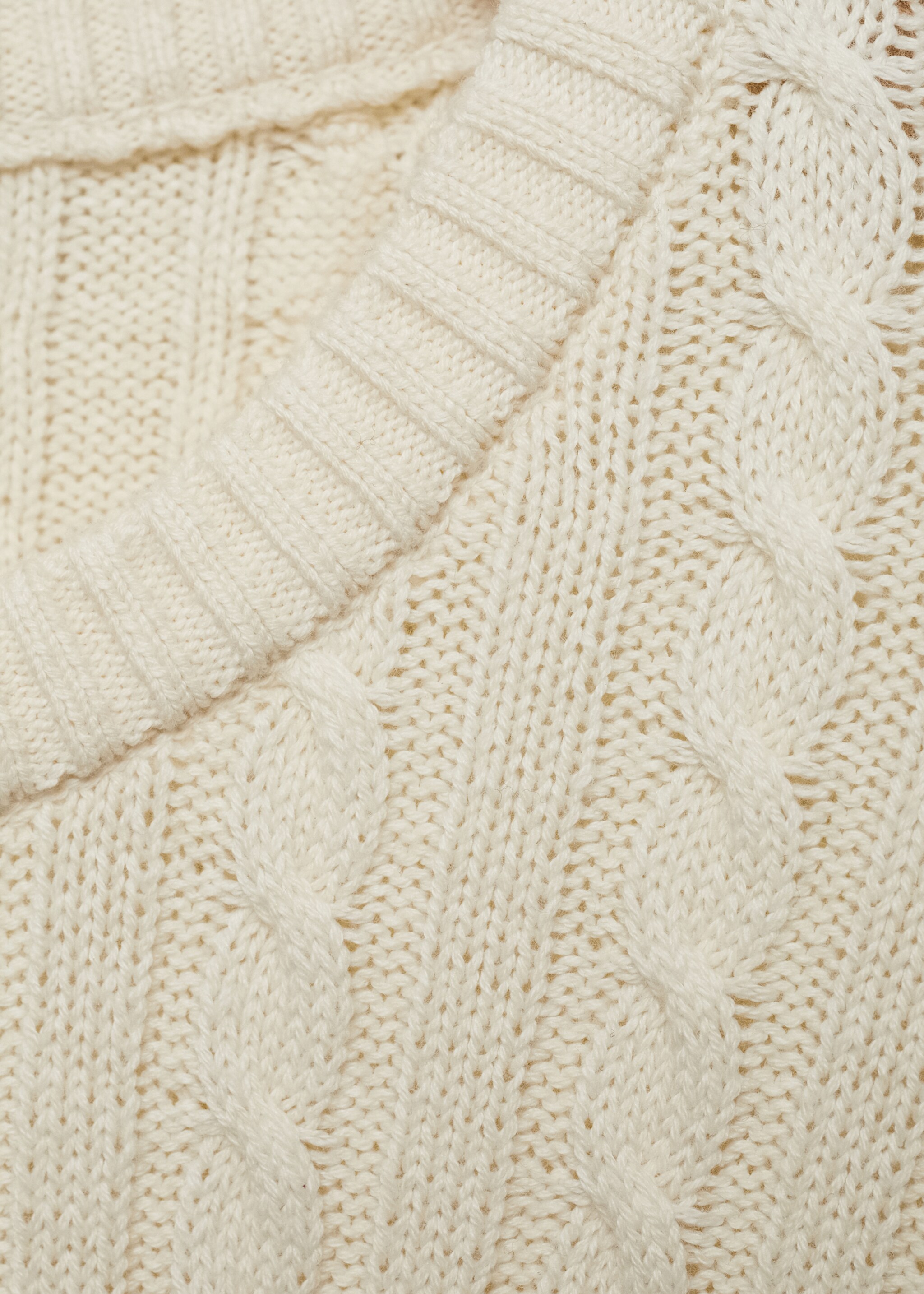 Cable-knit cotton-blend sweater - Details of the article 8, Off White. Ref: 77005980-00.