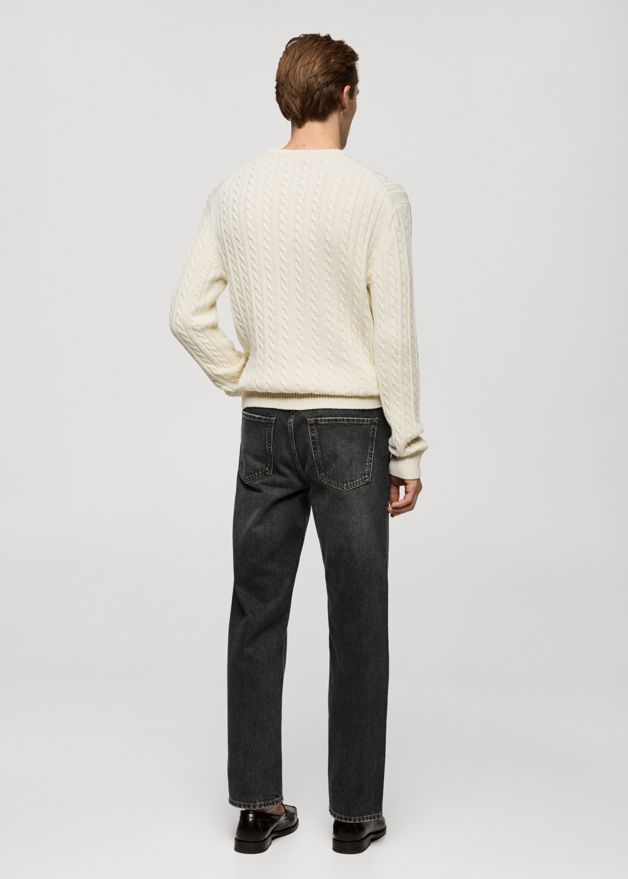 Cable-knit cotton-blend sweater - Reverse of the article, Off White. Ref: 77005980-00.