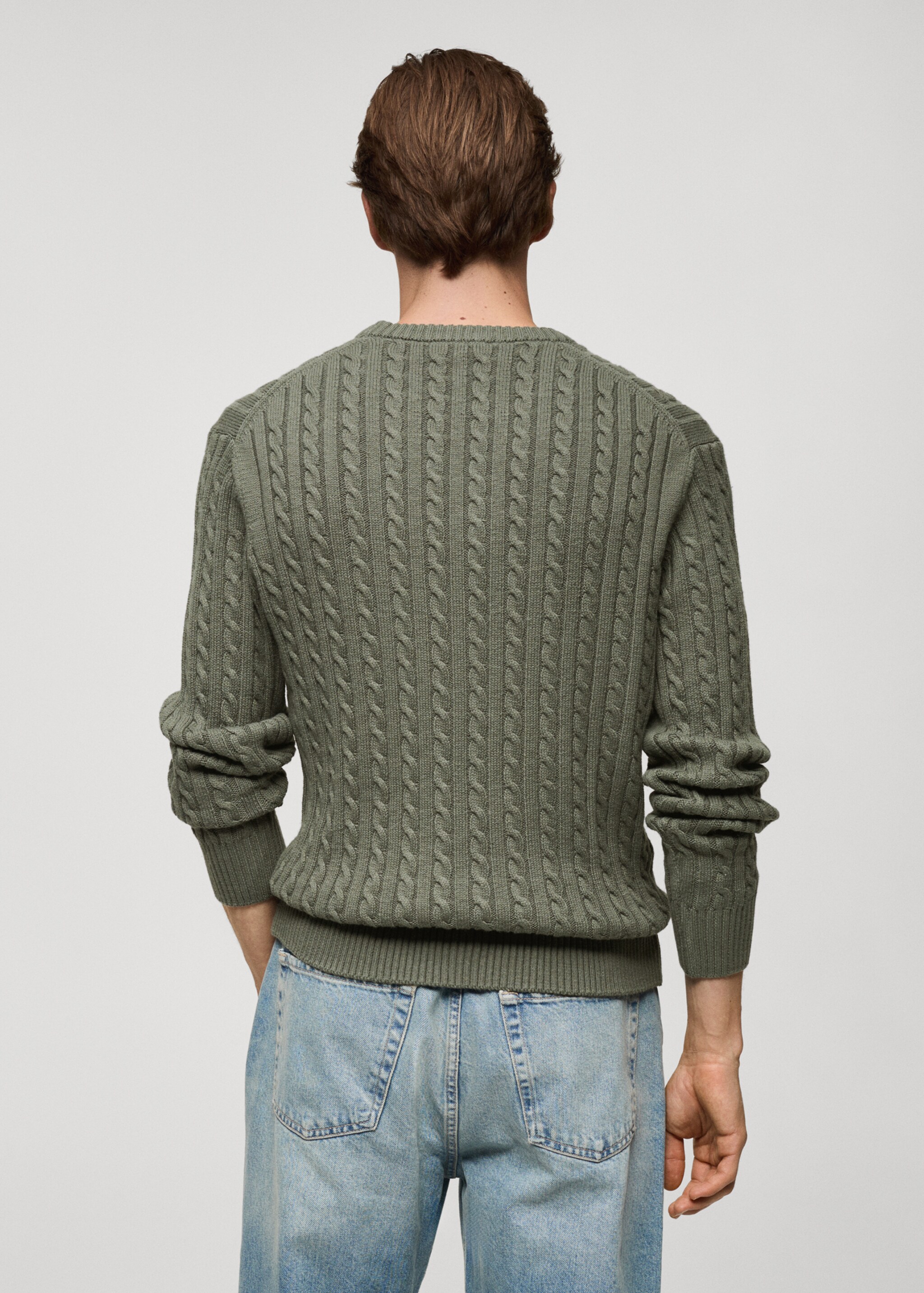 Cable-knit cotton-blend sweater - Reverse of the article, Forest Green. Ref: 77005980-00.