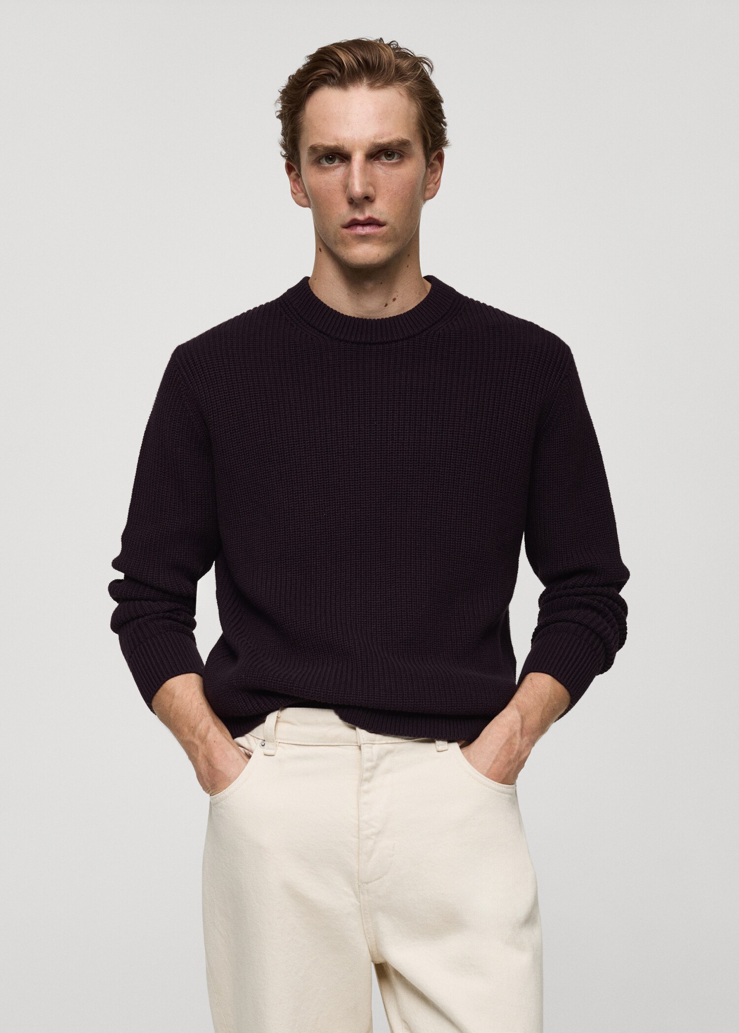Ribbed cotton knitted sweater - Medium plane