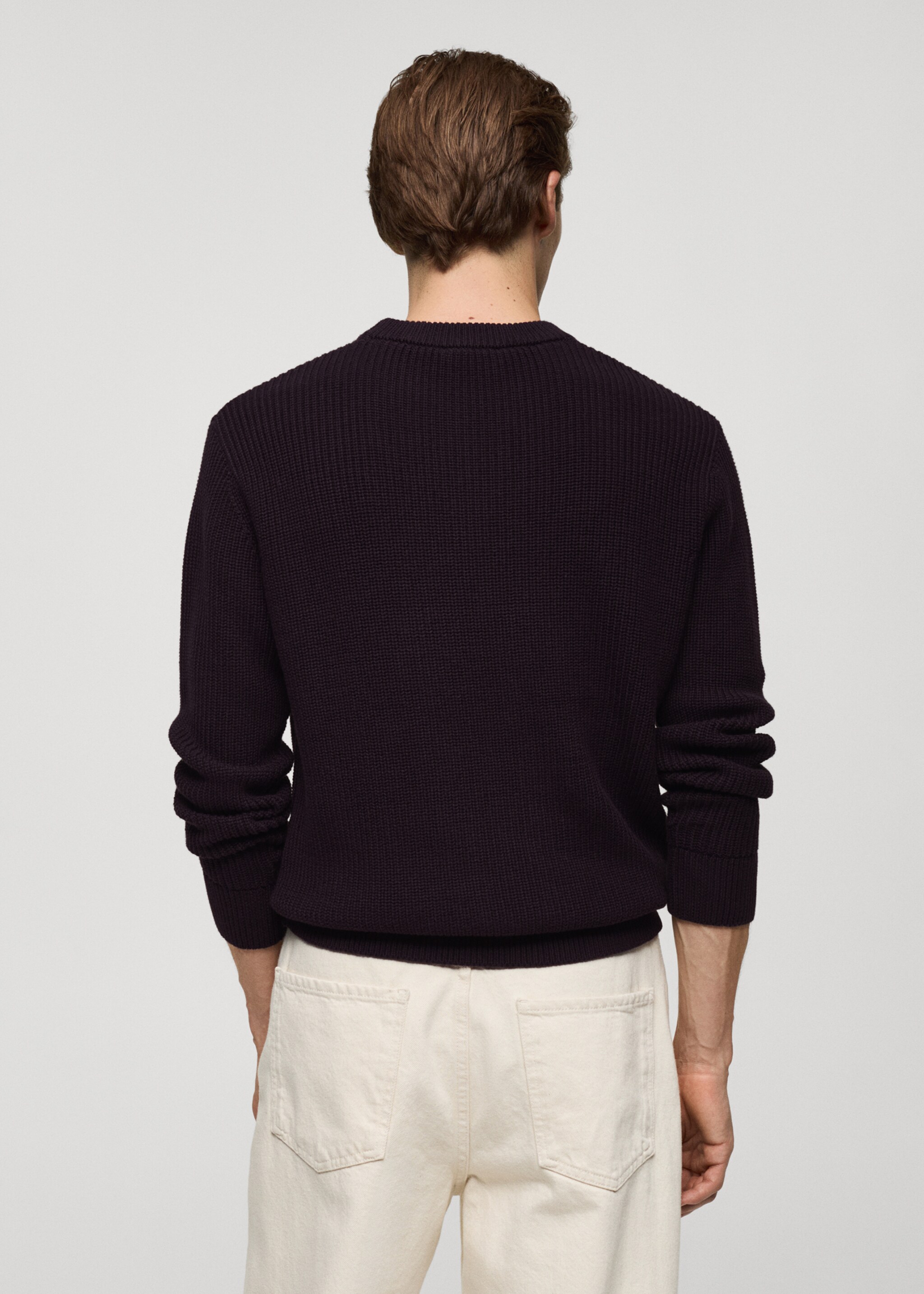 Ribbed cotton knitted sweater - Reverse of the article, Purple. Ref: 77005981-00.