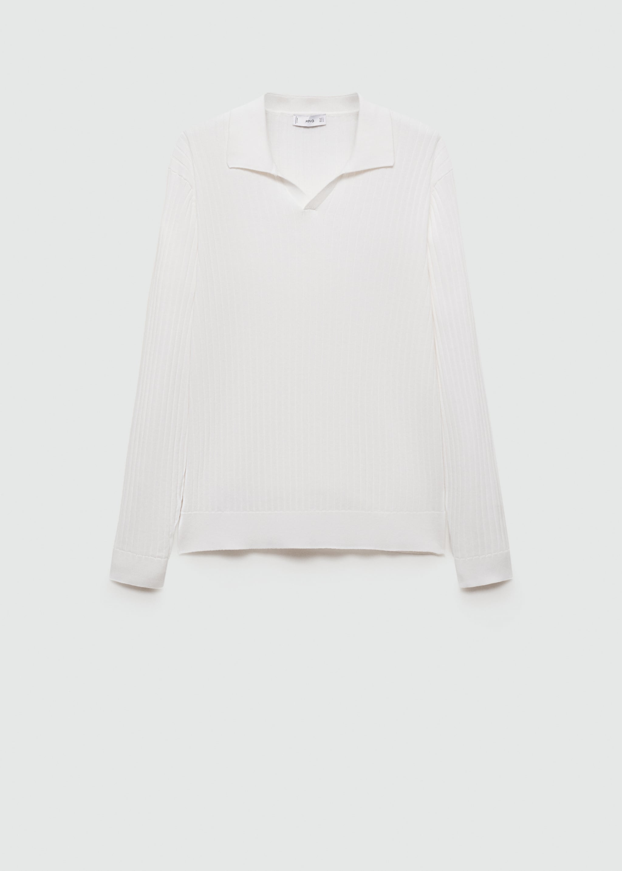 Fine rib-knit polo sweater - Article without model, Off White. Ref: 77005983-00.