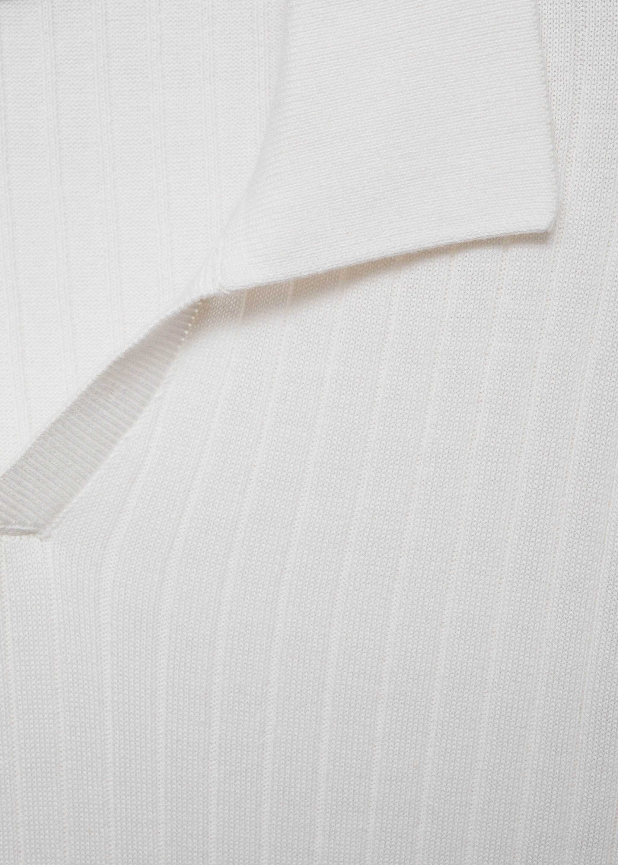Fine rib-knit polo sweater - Details of the article 8, Off White. Ref: 77005983-00.
