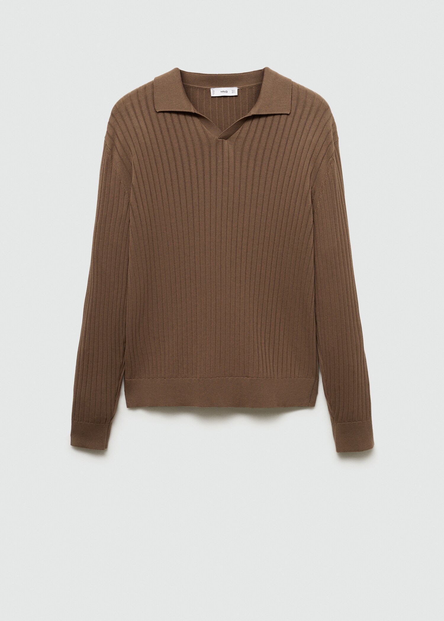 Fine rib-knit polo sweater - Article without model