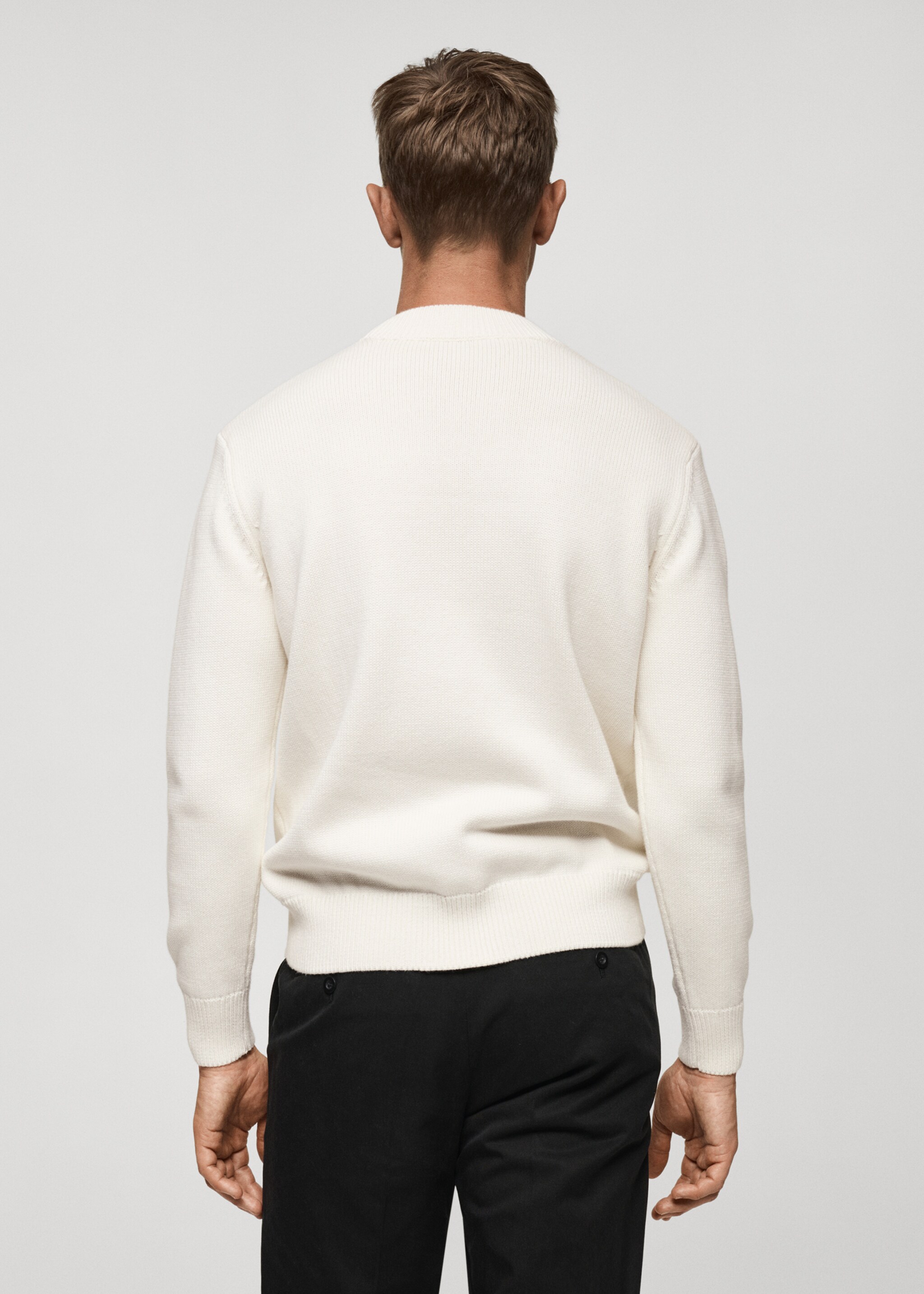 Pull-over maille moyenne coton - Verso de l’article, Blanc cassé. Ref: 77005984-00.