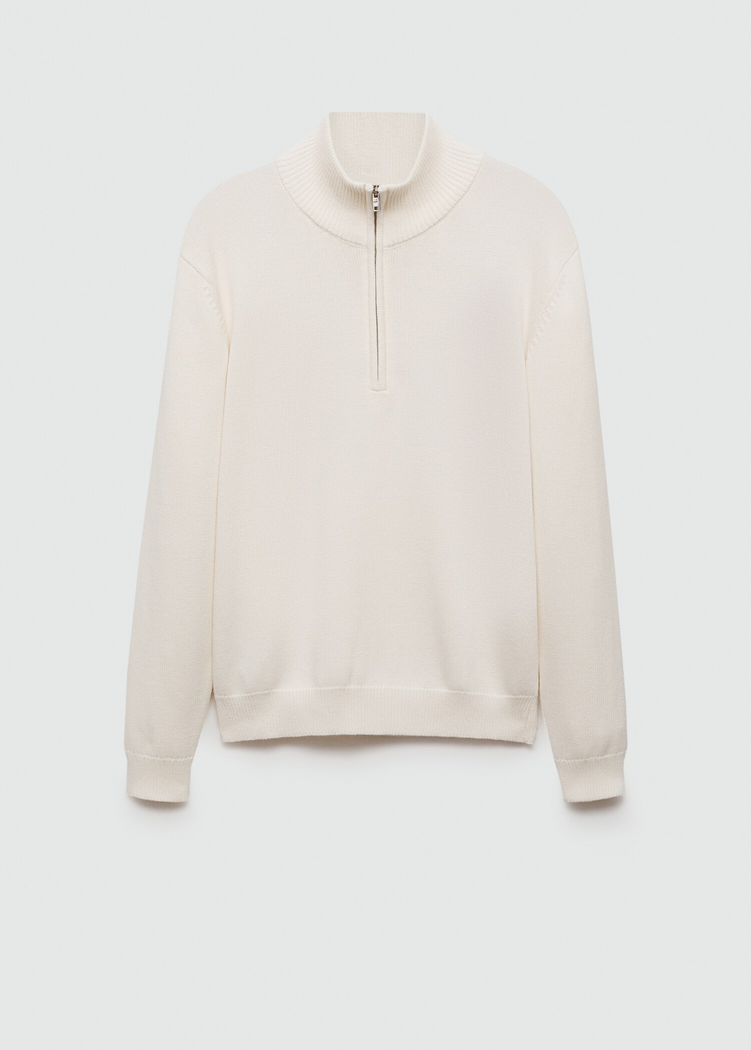 Medium-knit sweater with zip-up perkins neck - Article without model