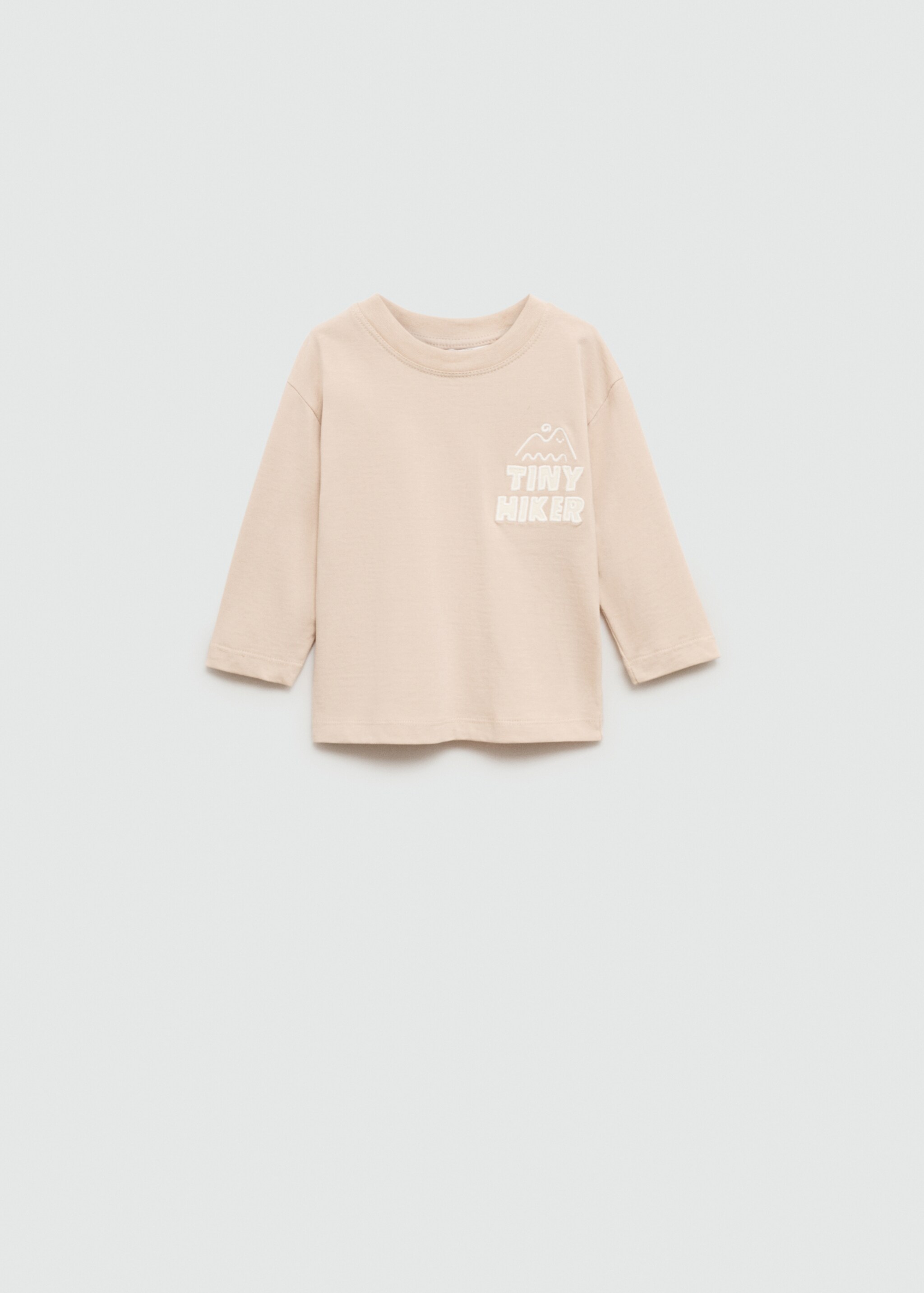 Embroidered detail cotton T-shirt - Article without model, Sand. Ref: 77005990-00.