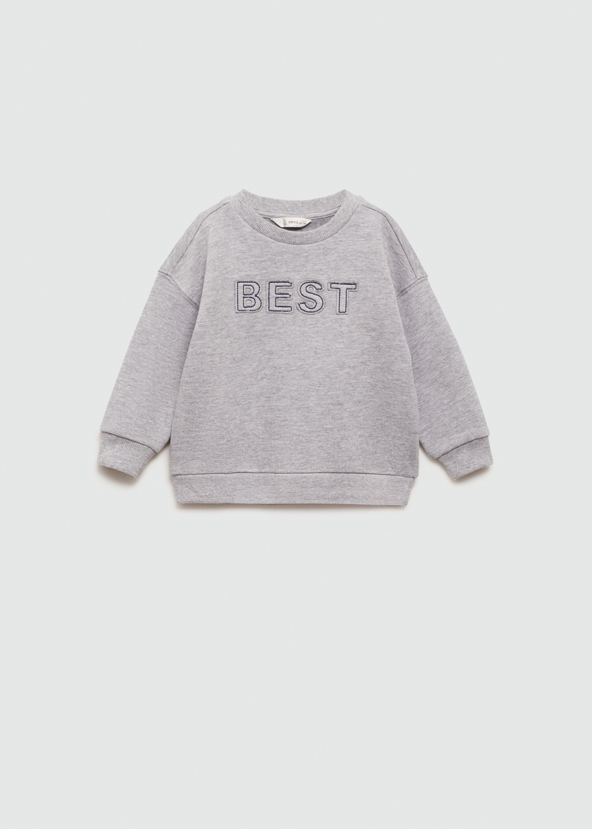 Sweatshirt met geborduurde boodschap - Artikel zonder model, Mediumgrijs. Ref: 77006348-00.