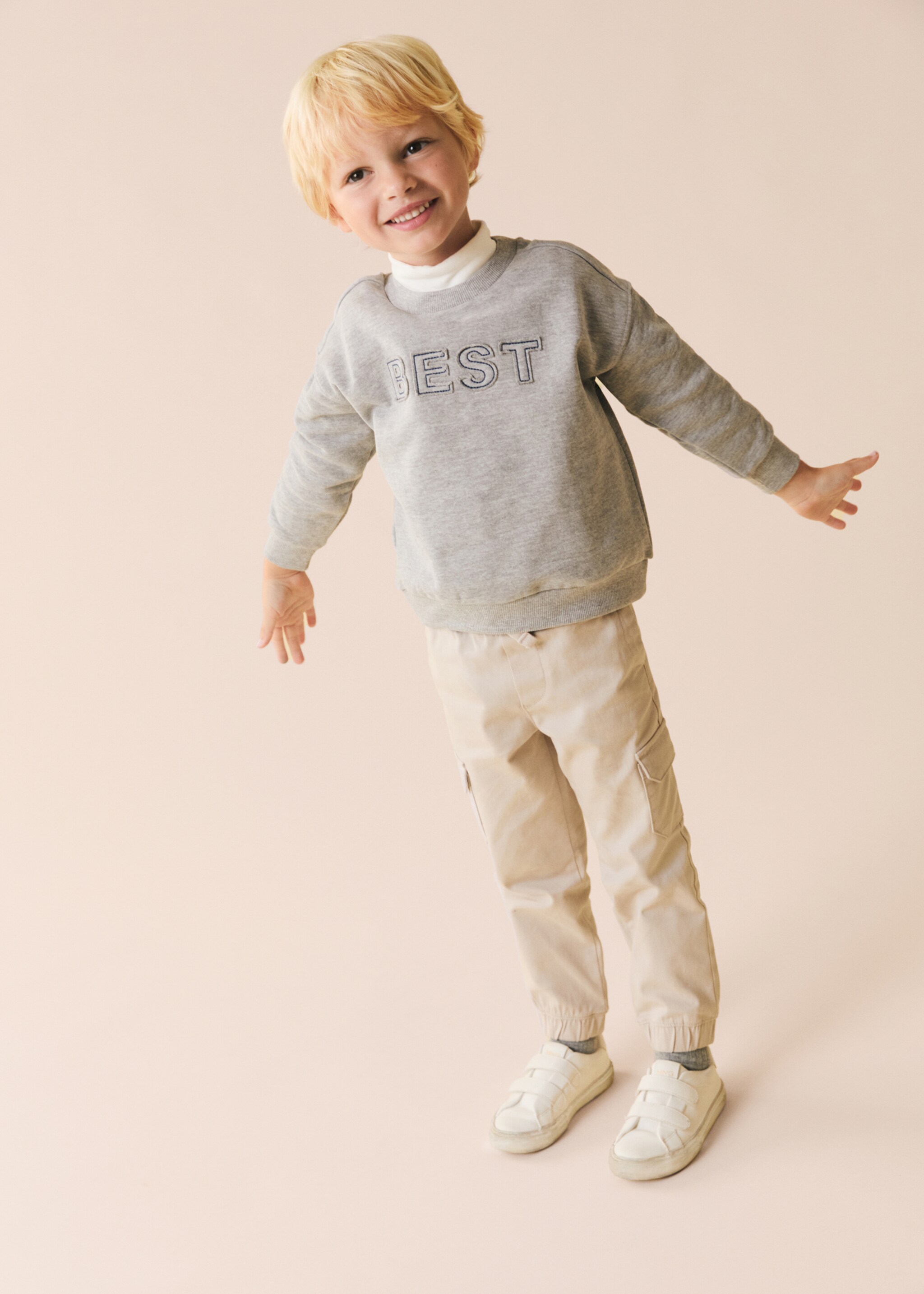 Sweatshirt met geborduurde boodschap - Detail van het artikel 5, Mediumgrijs. Ref: 77006348-00.