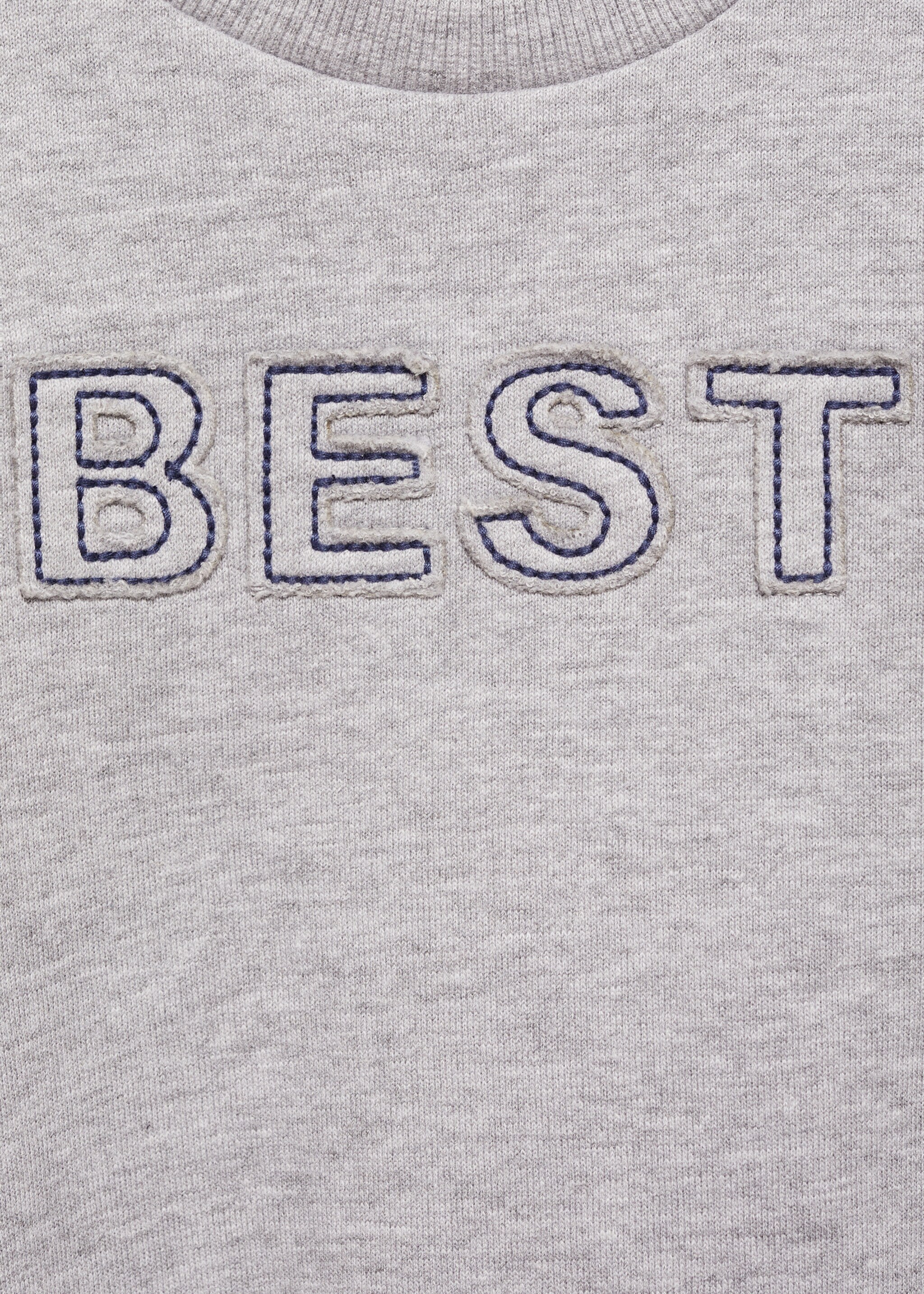 Sweatshirt met geborduurde boodschap - Detail van het artikel 8, Mediumgrijs. Ref: 77006348-00.