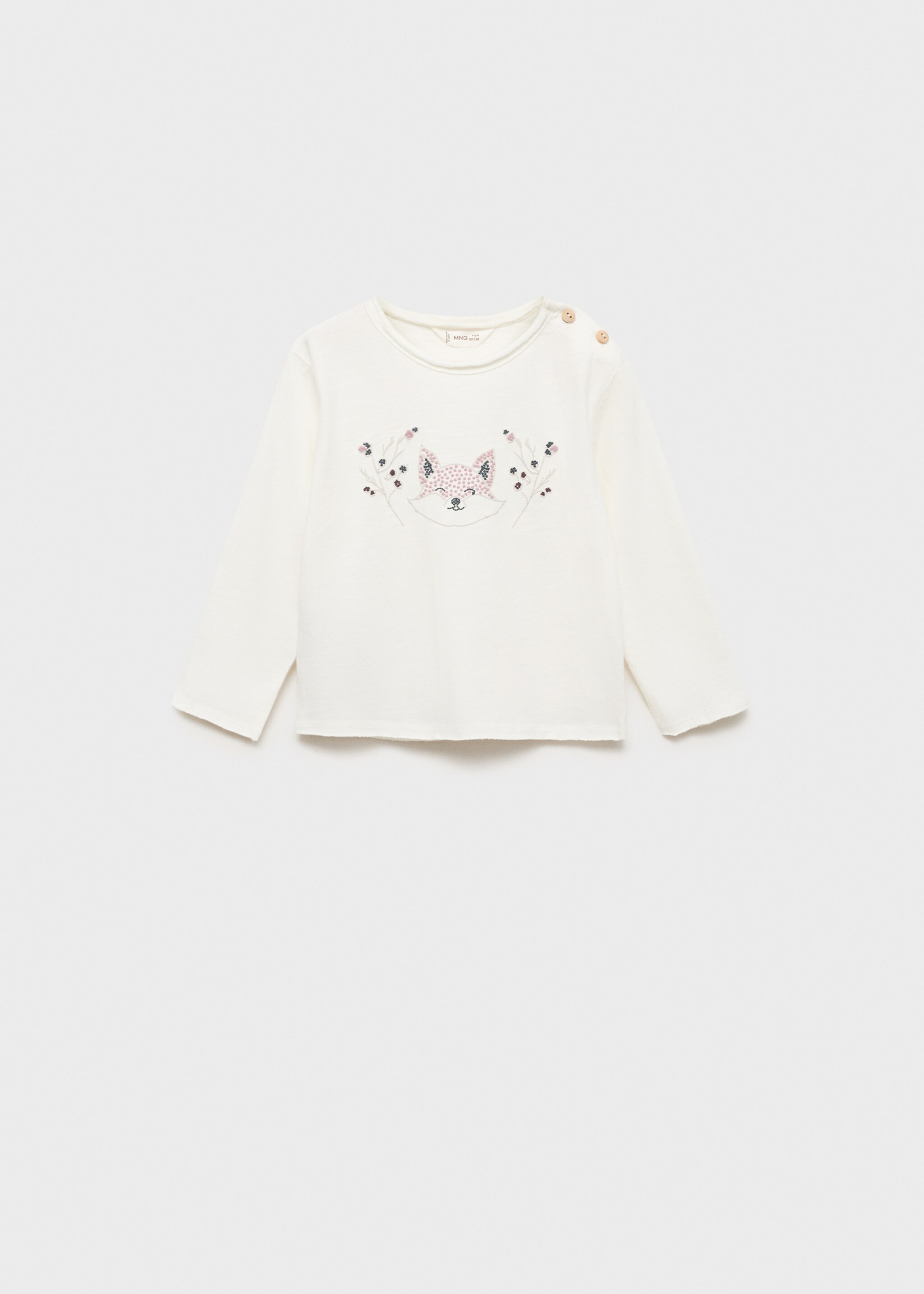 T-shirt with embroidered detail - Article without model, Off White. Ref: 77006352-00.