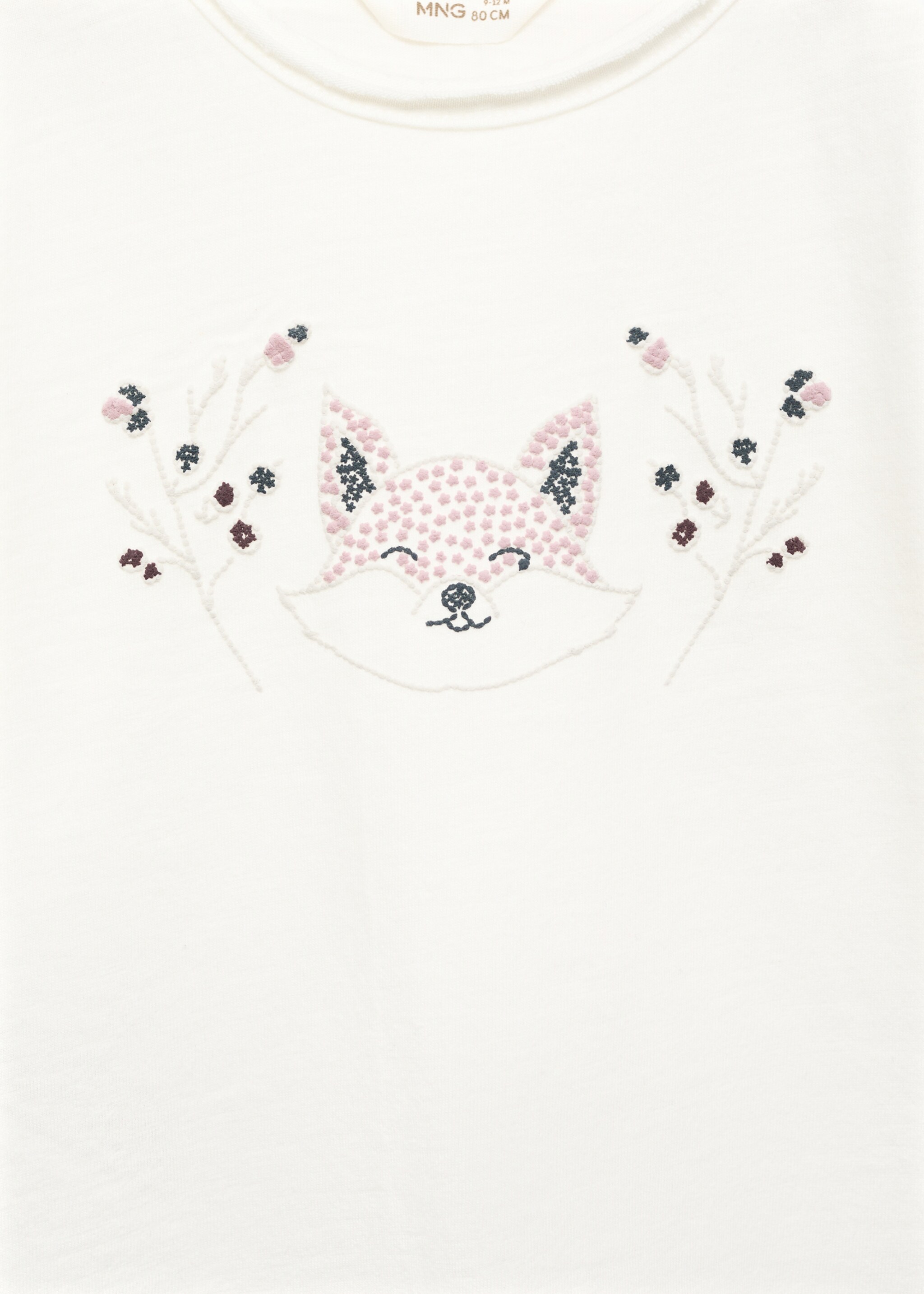T-shirt with embroidered detail - Details of the article 8, Off White. Ref: 77006352-00.