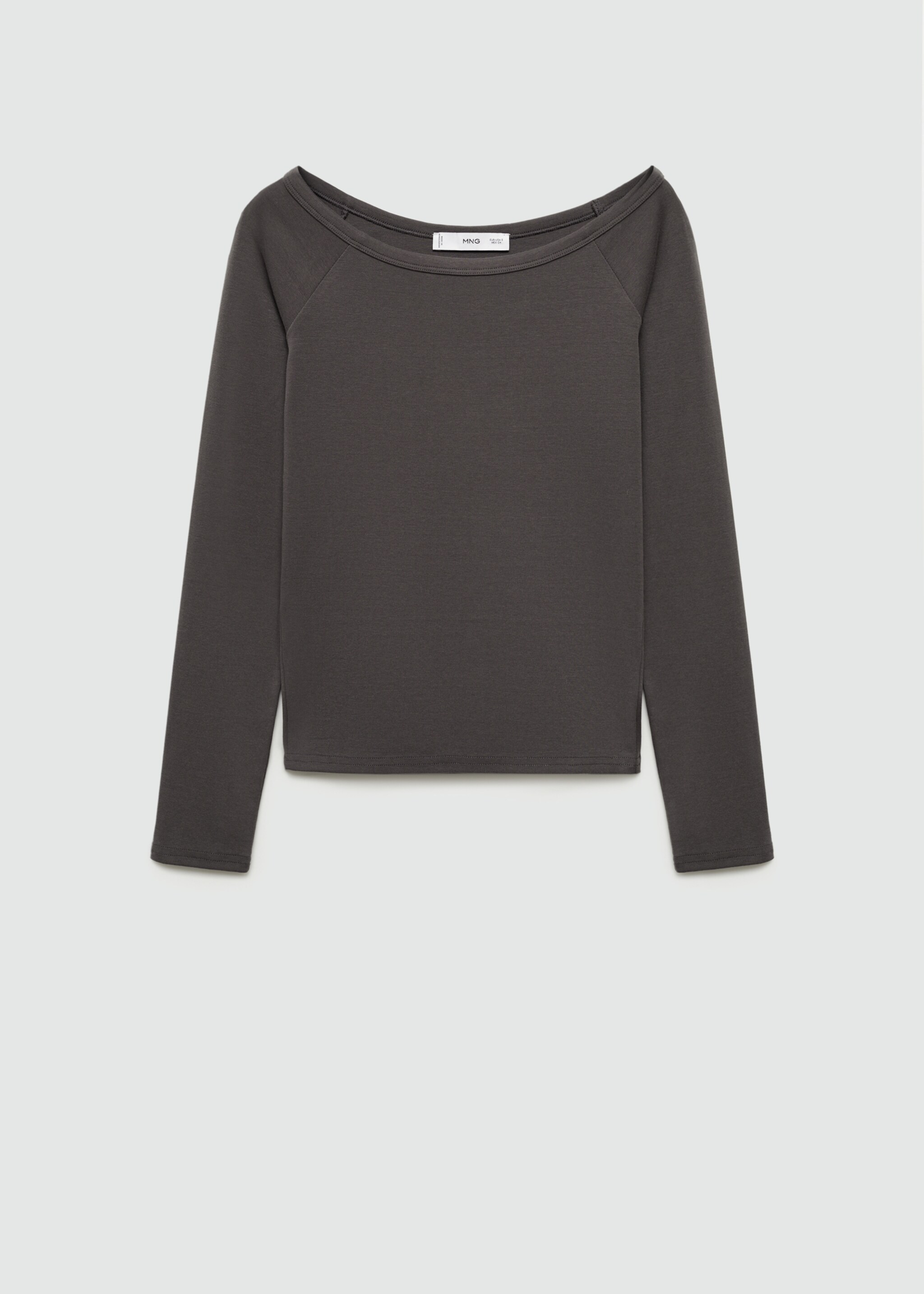 Cotton boat neck t-shirt - Article without model, Grey. Ref: 77006358-00.