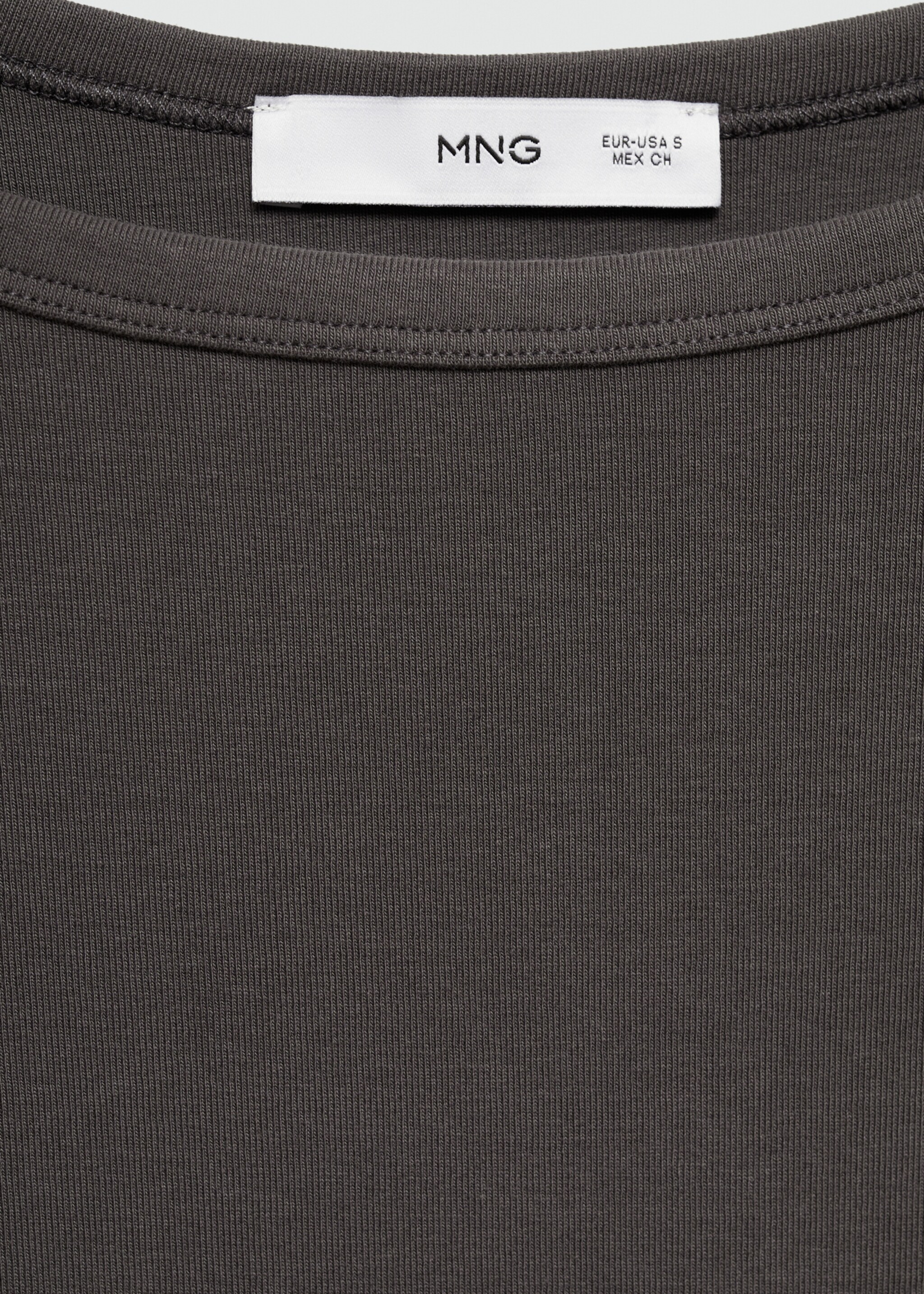 Cotton boat neck t-shirt - Details of the article 8, Grey. Ref: 77006358-00.