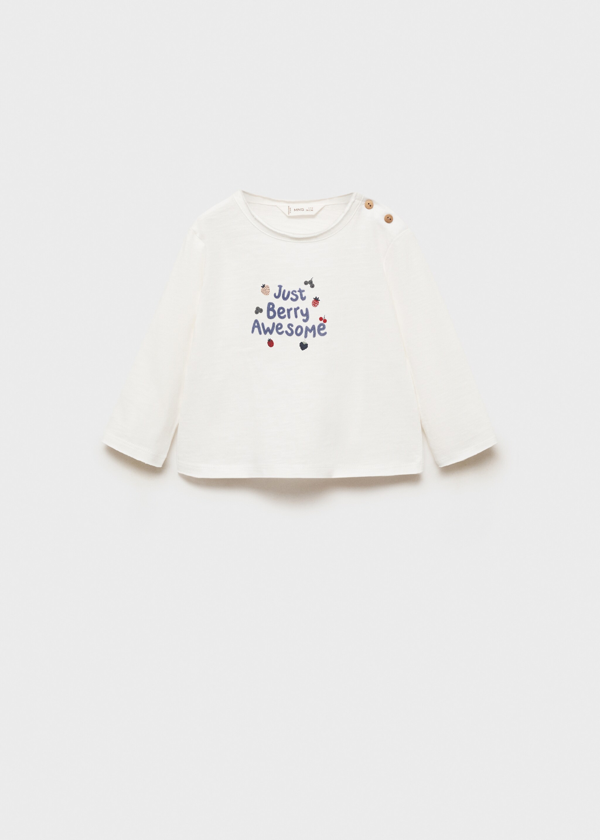 Long-sleeved t-shirt with embossed print - Article without model, Off White. Ref: 77006360-00.