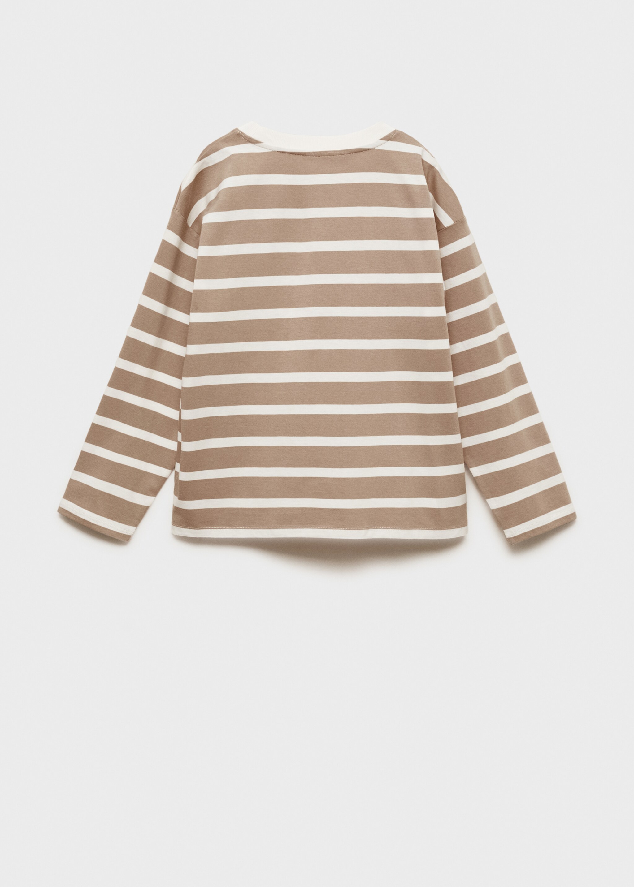 T-shirt manches longues rayures - Verso de l’article, Sable. Ref: 77006730-00.