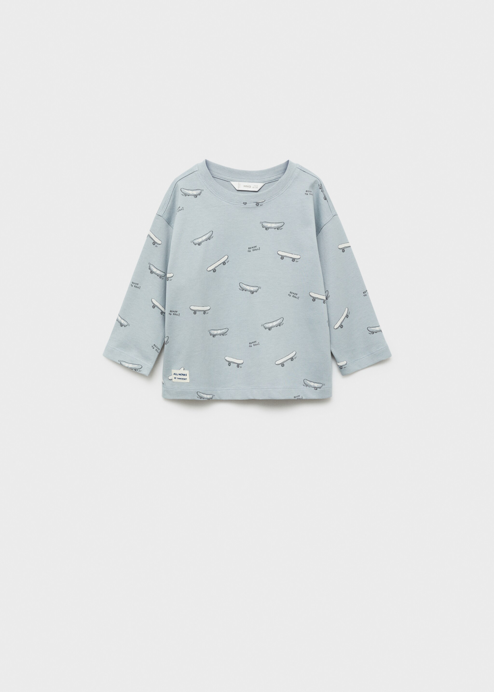 Skater printed t-shirt - Article without model, Sky Blue. Ref: 77006733-00.
